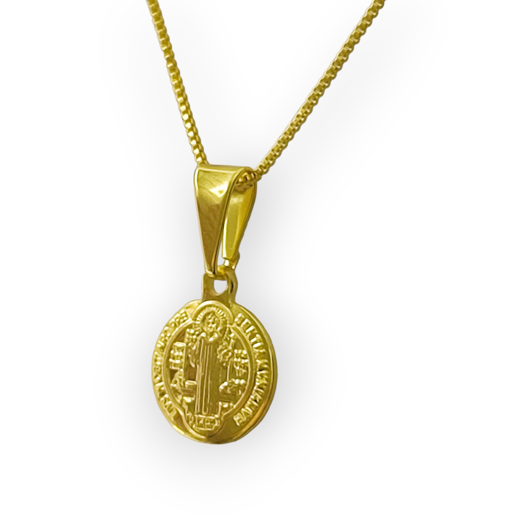 COLLAR ANDREA COGGIOLA JOYAS ENCHAPADO ORO 18K MEDALLA SAN BENITO VENECIANA - 2
