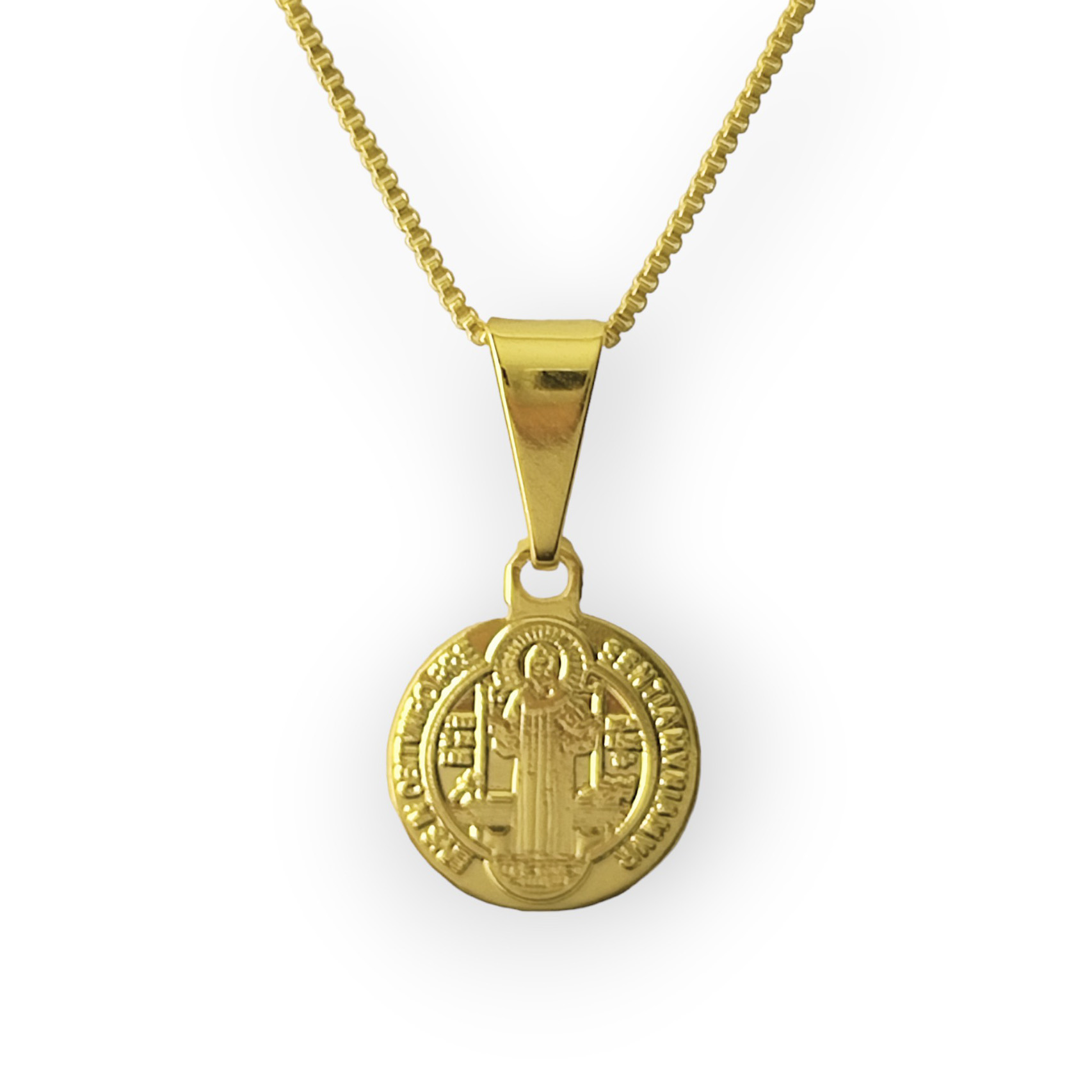 COLLAR ANDREA COGGIOLA JOYAS ENCHAPADO ORO 18K MEDALLA SAN BENITO VENECIANA - 3