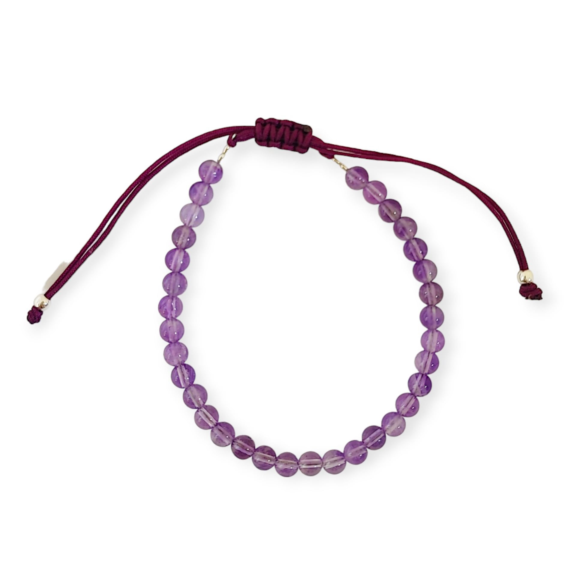 PULSERA ANDREA COGGIOLA JOYAS AMATISTA 4MM CORDÓN MORADO PLATA FINA 925 AJUSTABLE - 1