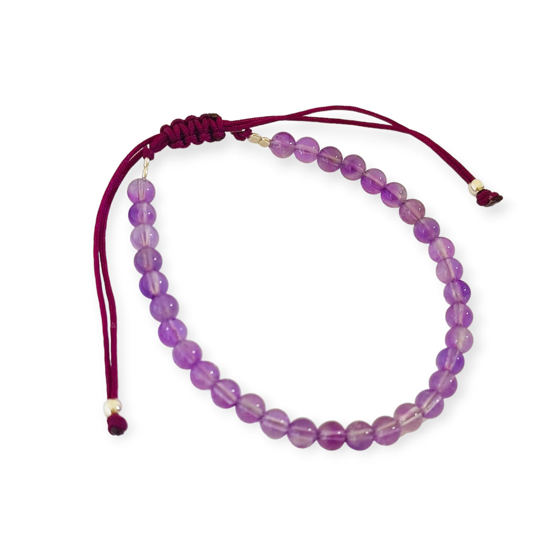 PULSERA ANDREA COGGIOLA JOYAS AMATISTA 4MM CORDÓN MORADO PLATA FINA 925 AJUSTABLE - 2