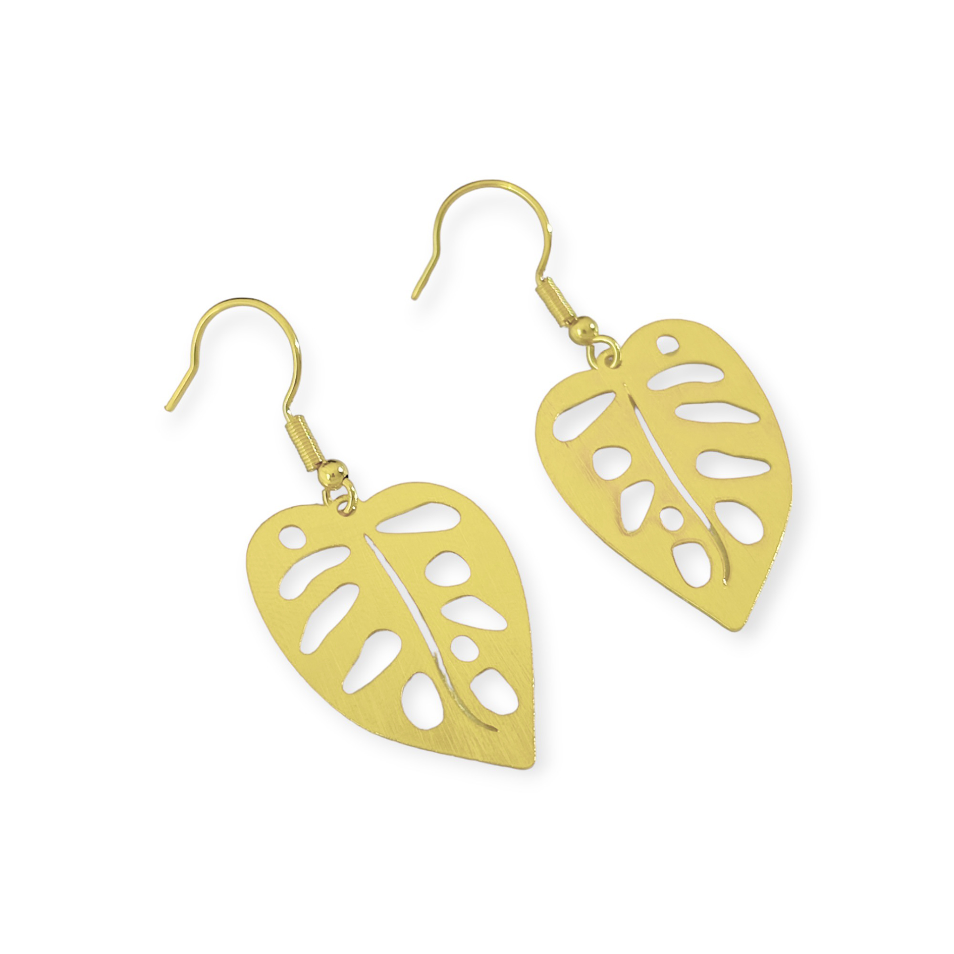 AROS ANDREA COGGIOLA JOYAS HOJA FILODENDRO GANCHO ENCHAPADO ORO 18K - 1