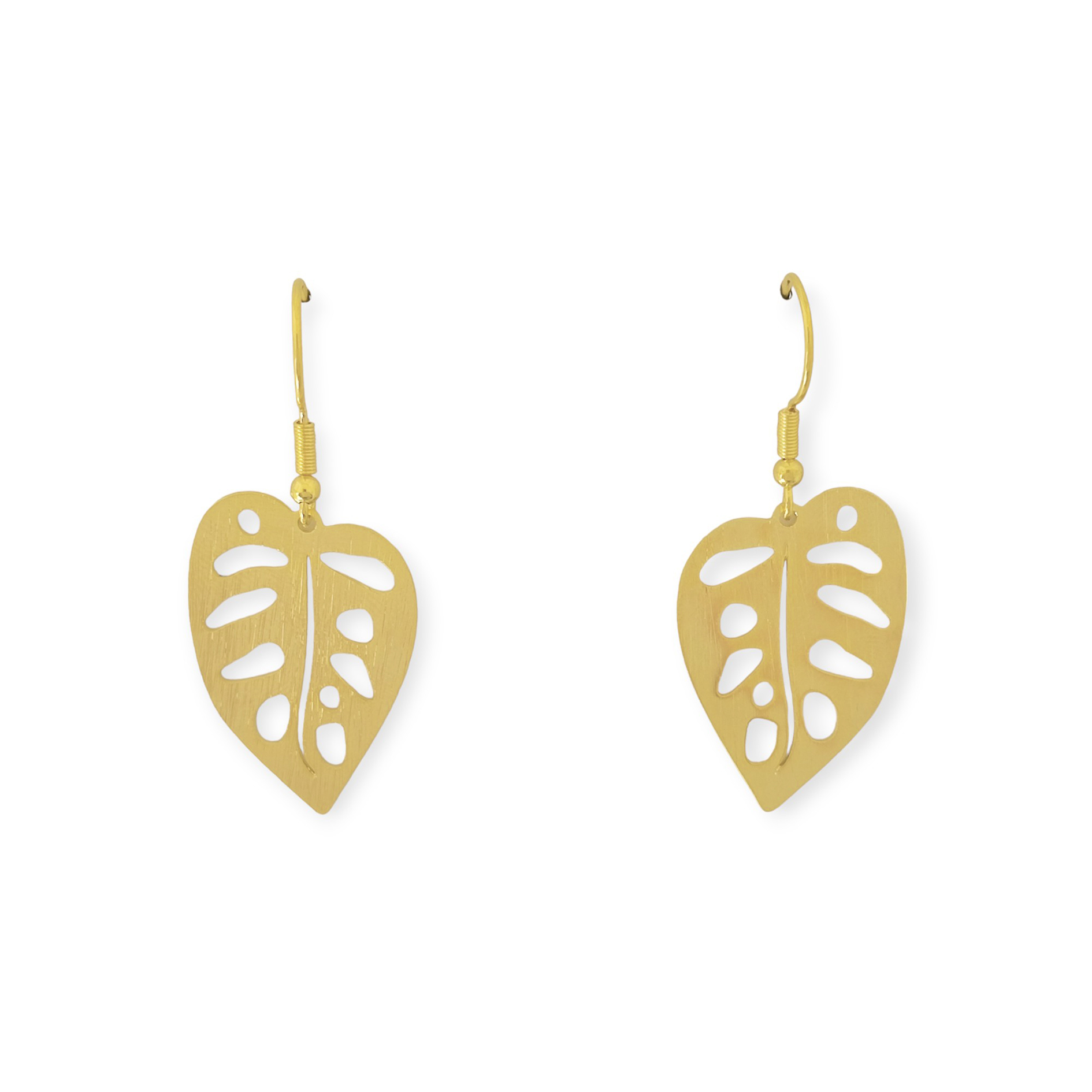 AROS ANDREA COGGIOLA JOYAS HOJA FILODENDRO GANCHO ENCHAPADO ORO 18K - 2