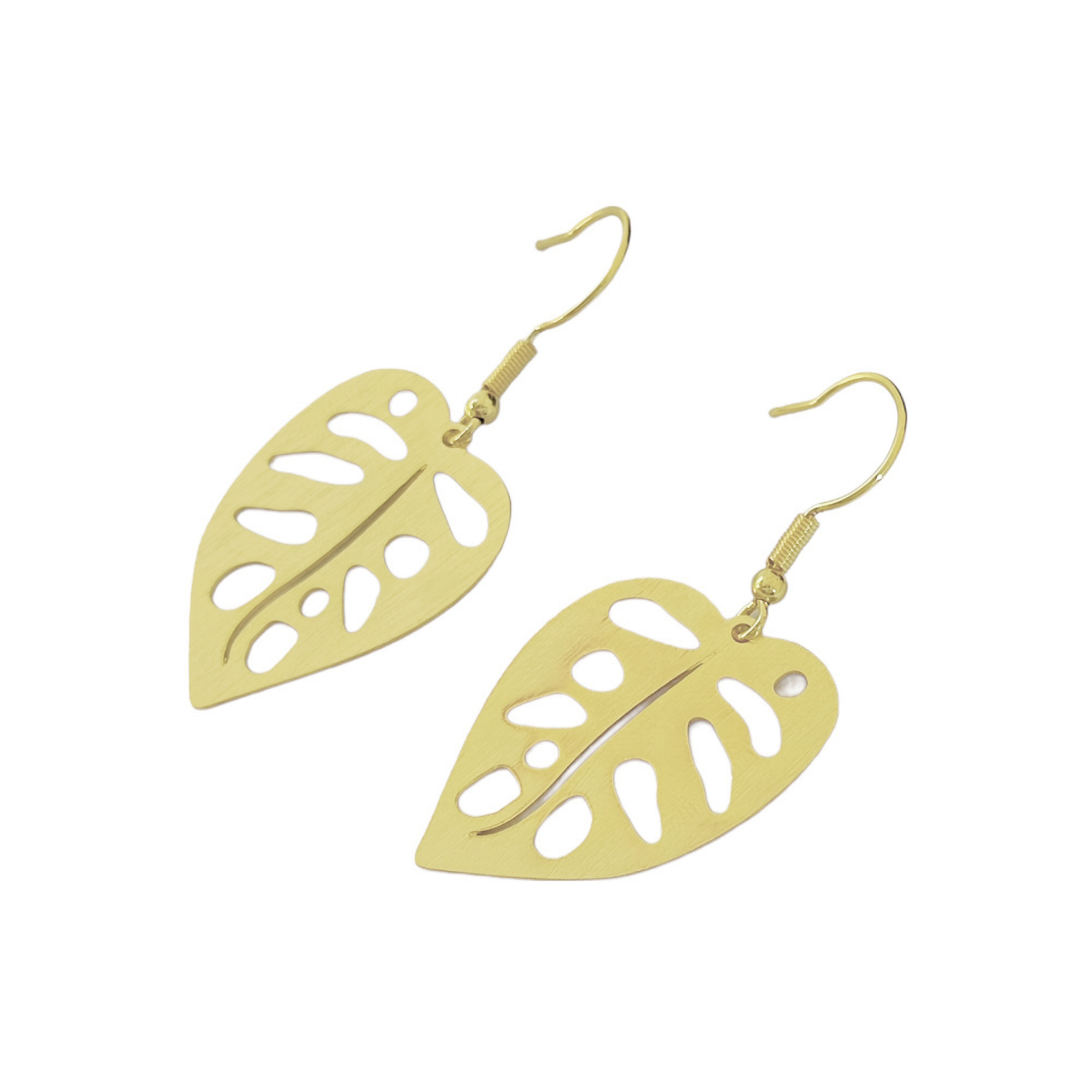 AROS ANDREA COGGIOLA JOYAS HOJA FILODENDRO GANCHO ENCHAPADO ORO 18K - 3