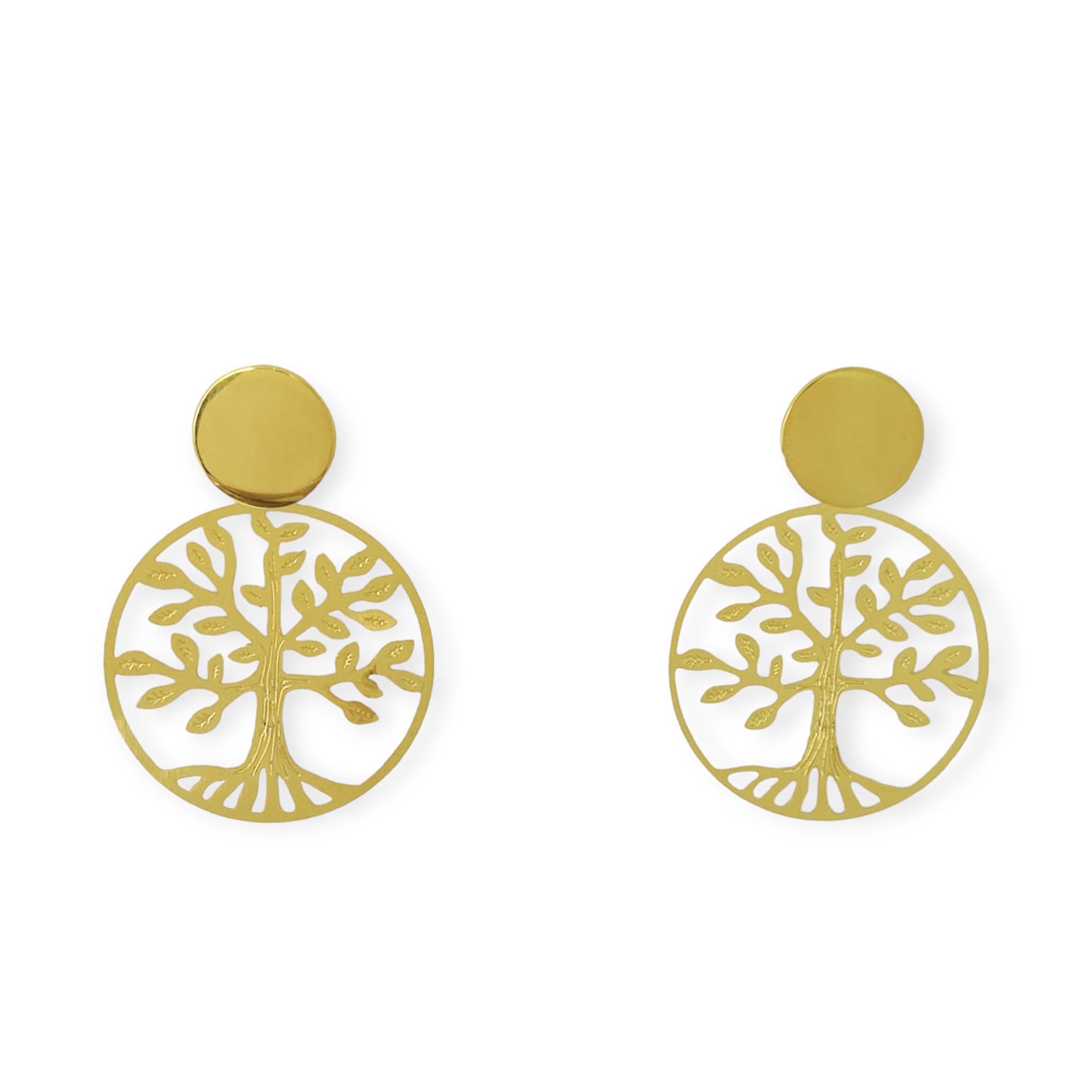 AROS ANDREA COGGIOLA JOYAS ÁRBOL DE LA VIDA TOPE REDONDO ENCHAPADO ORO 18K - 1