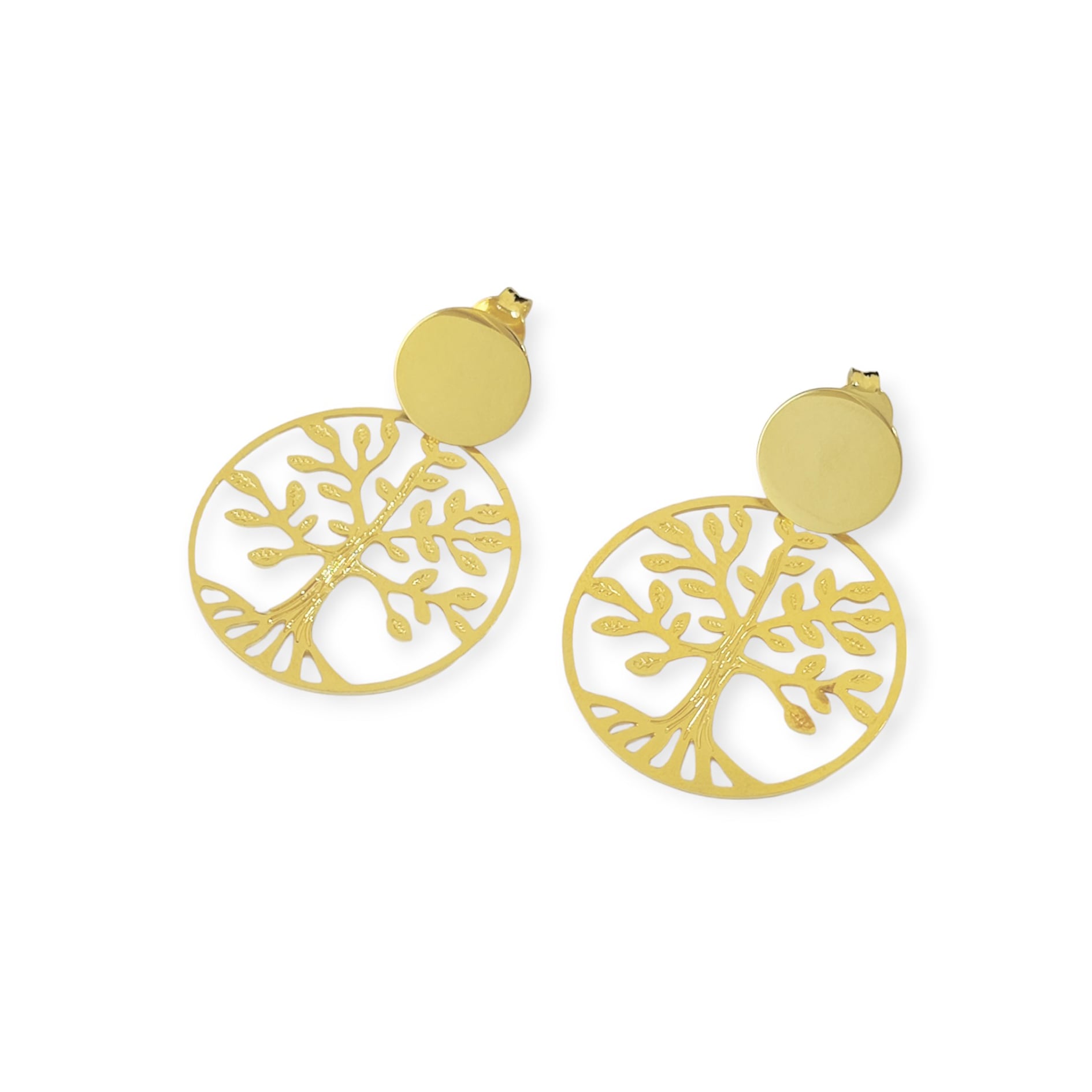 AROS ANDREA COGGIOLA JOYAS ÁRBOL DE LA VIDA TOPE REDONDO ENCHAPADO ORO 18K - 2