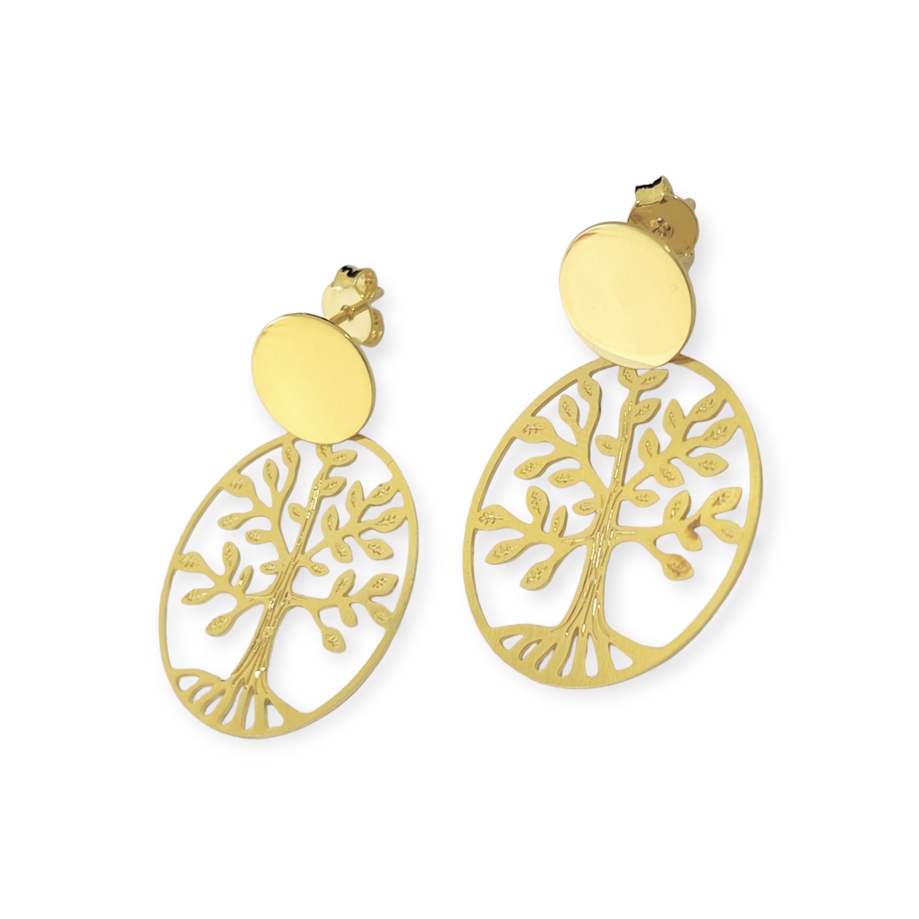 AROS ANDREA COGGIOLA JOYAS ÁRBOL DE LA VIDA TOPE REDONDO ENCHAPADO ORO 18K - 3