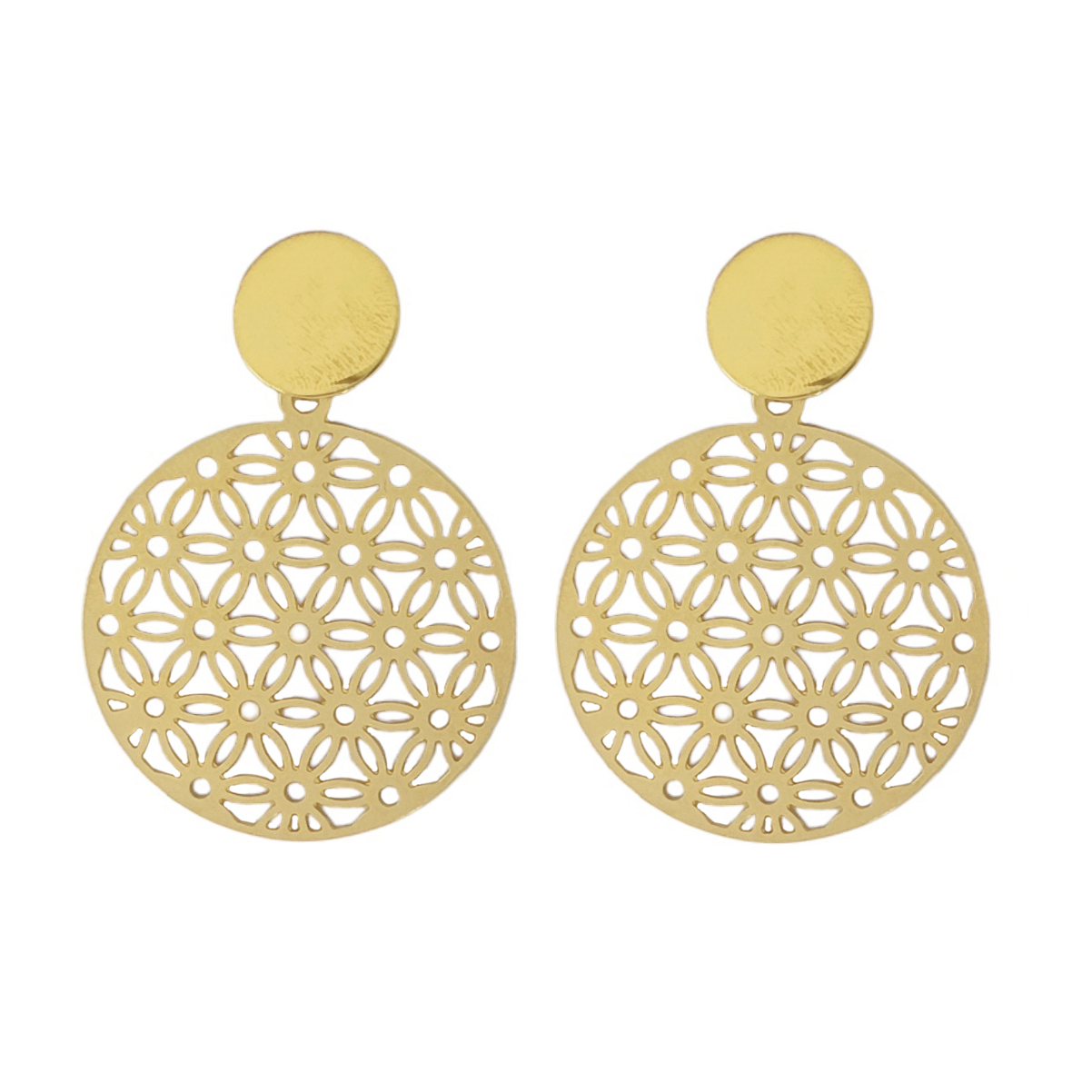 AROS ANDREA COGGIOLA JOYAS FLOR DE VIDA ENCHAPADO ORO 18K - 1