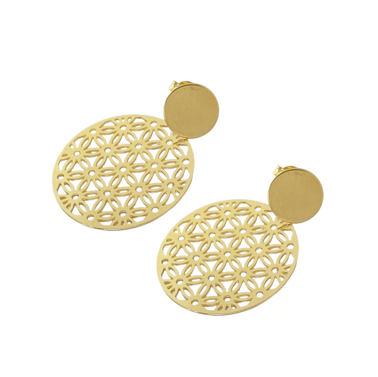 AROS ANDREA COGGIOLA JOYAS FLOR DE VIDA ENCHAPADO ORO 18K - 2