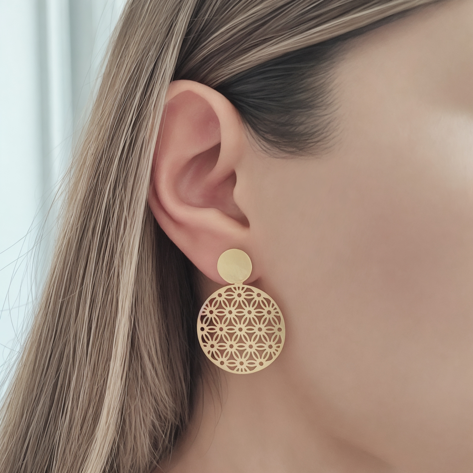 AROS ANDREA COGGIOLA JOYAS FLOR DE VIDA ENCHAPADO ORO 18K - 3