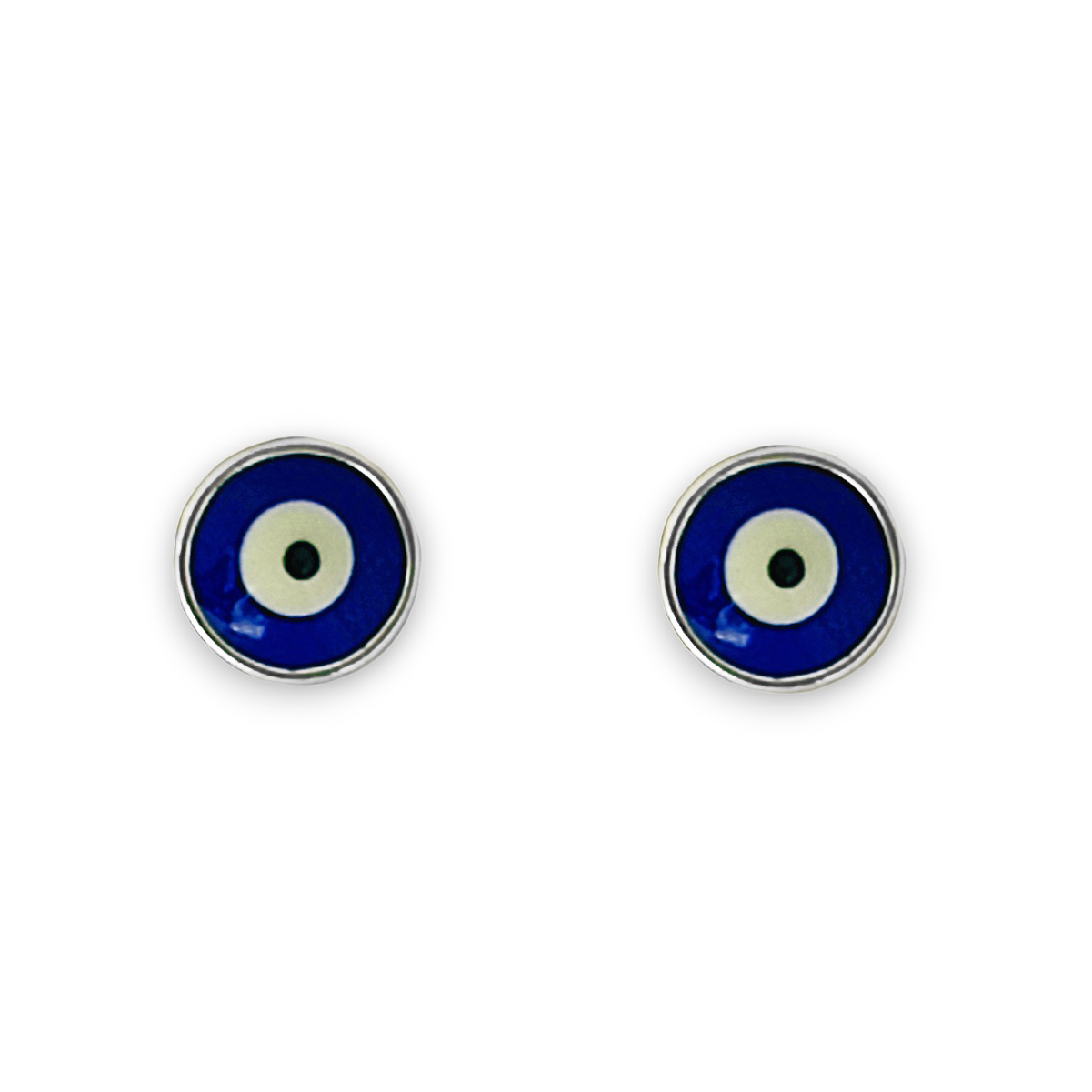 AROS ANDREA COGGIOLA JOYAS OJO TURCO CRISTAL AZUL 7MM PLATA FINA 925 - 1