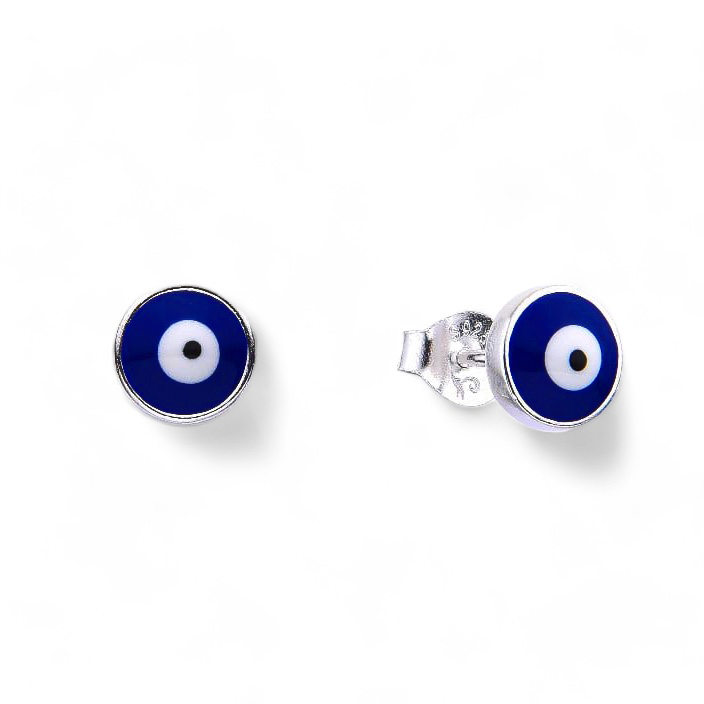 AROS ANDREA COGGIOLA JOYAS OJO TURCO CRISTAL AZUL 7MM PLATA FINA 925 - 2