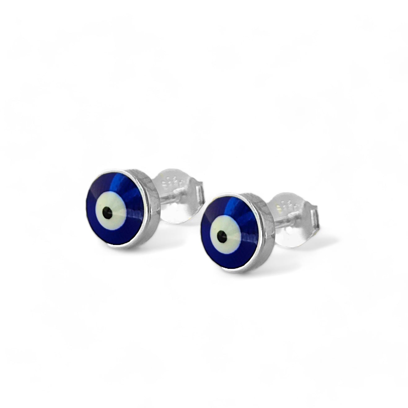 AROS ANDREA COGGIOLA JOYAS OJO TURCO CRISTAL AZUL 7MM PLATA FINA 925 - 3