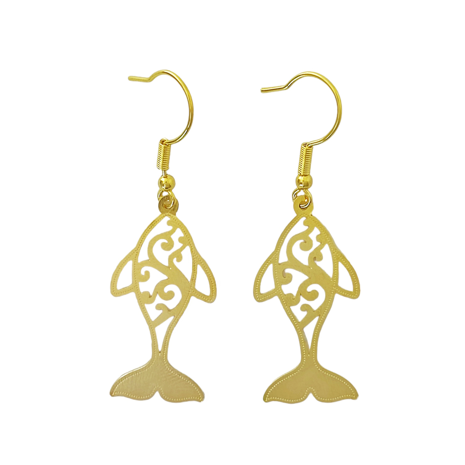 AROS ANDREA COGGIOLA JOYAS ENCHAPADO ORO 18K DELFÍN COLGANTE GANCHO - 1