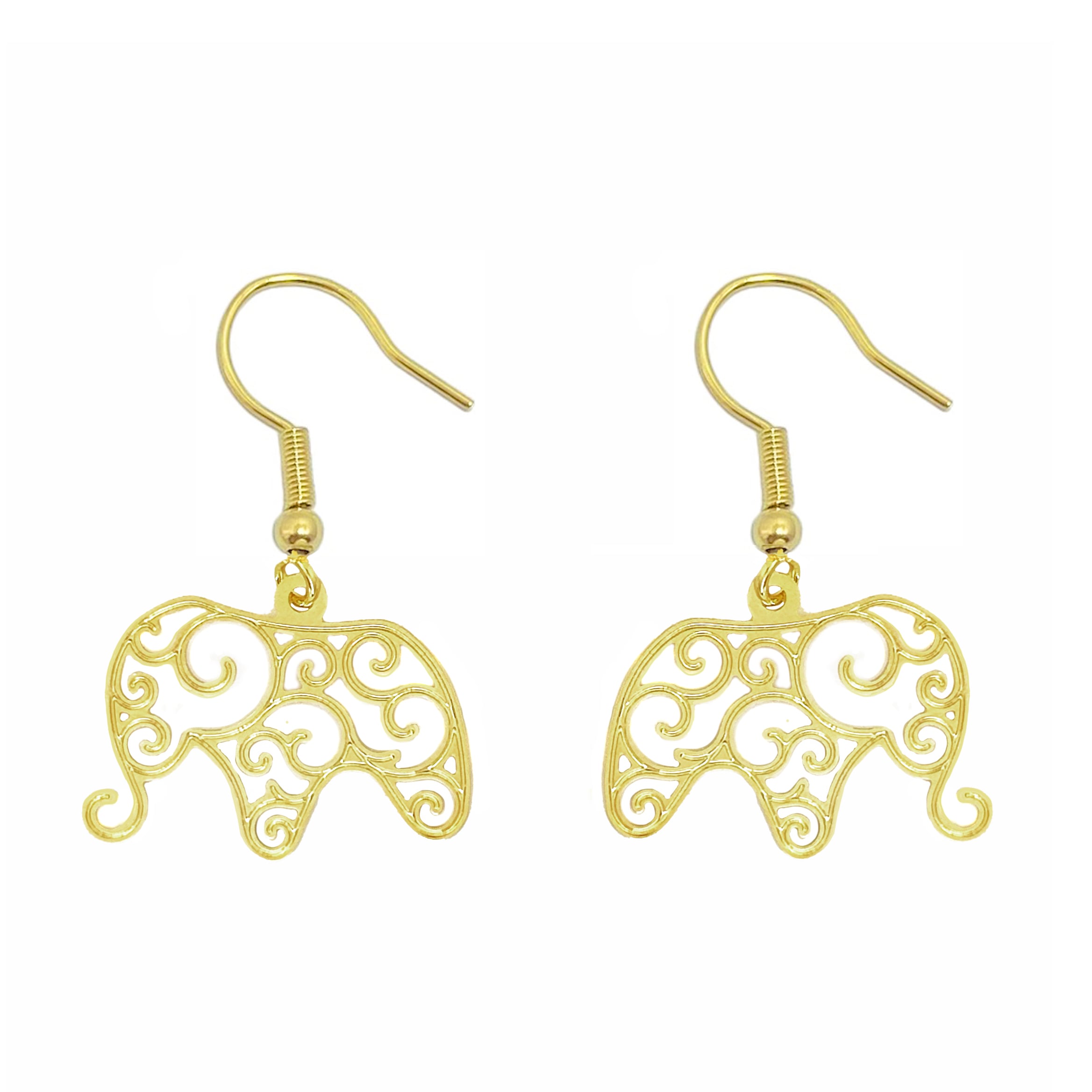 AROS ANDREA COGGIOLA JOYAS ELEFANTE COLGANTE GANCHO ENCHAPADO ORO 18K - 1