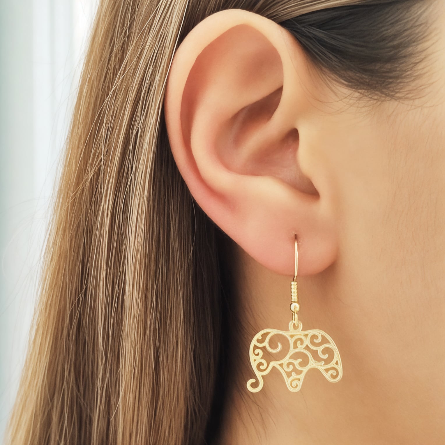 AROS ANDREA COGGIOLA JOYAS ELEFANTE COLGANTE GANCHO ENCHAPADO ORO 18K - 3