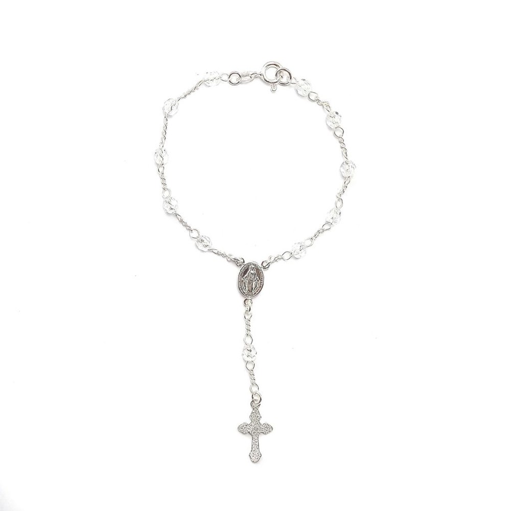 PULSERA ANDREA COGGIOLA JOYAS DENARIO CRISTAL BLANCO PLATA FINA 925 - 1