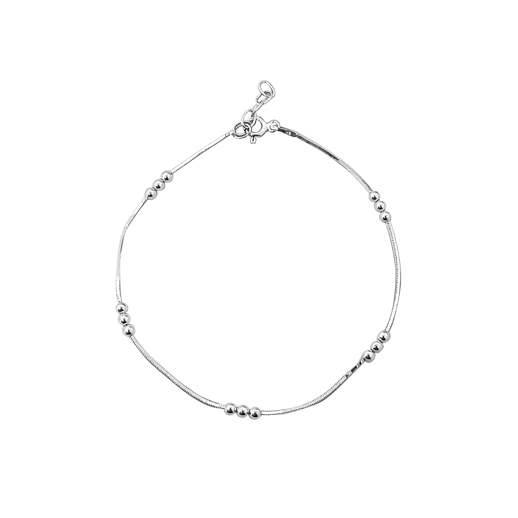 PULSERA ANDREA COGGIOLA JOYAS COLA DE TOPO CUADRADA BOLITAS PLATA FINA 925 - 1