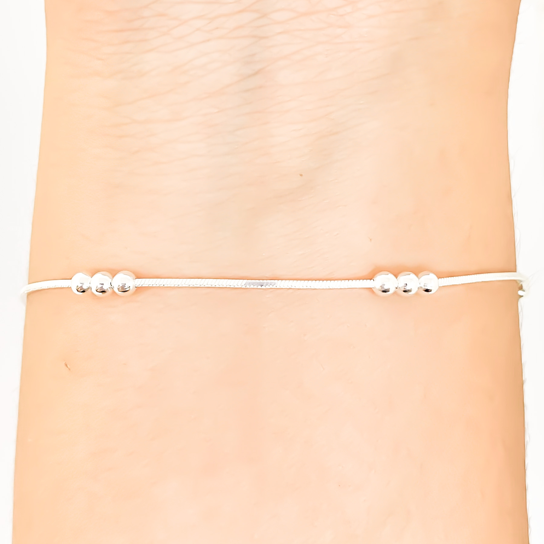 PULSERA ANDREA COGGIOLA JOYAS COLA DE TOPO CUADRADA BOLITAS PLATA FINA 925 - 2