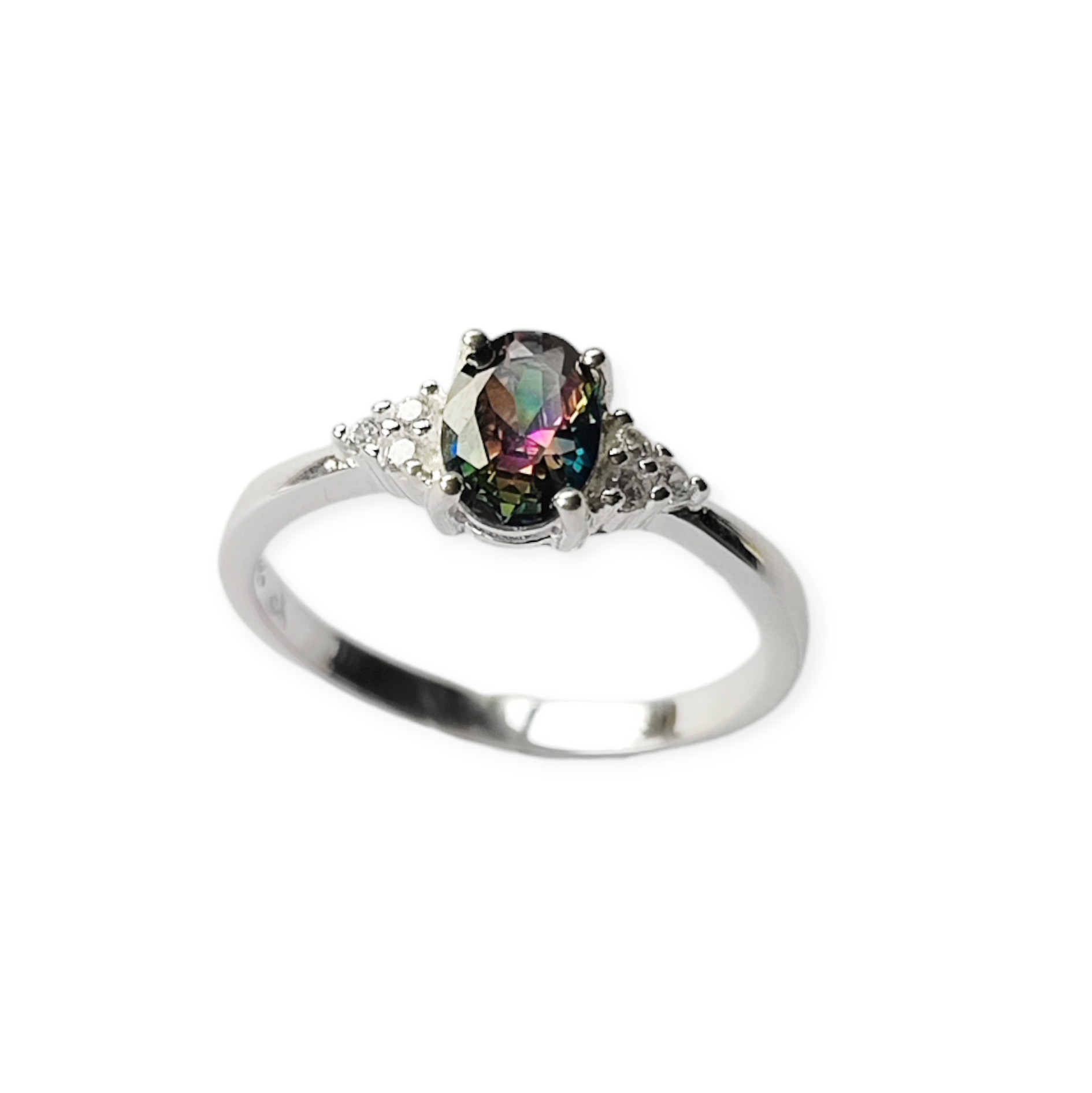 ANILLO ANDREA COGGIOLA JOYAS PLATA FINA 925 SOLITARIO TOPACIO MÍSTICO # 14 CIRCÓN - 1
