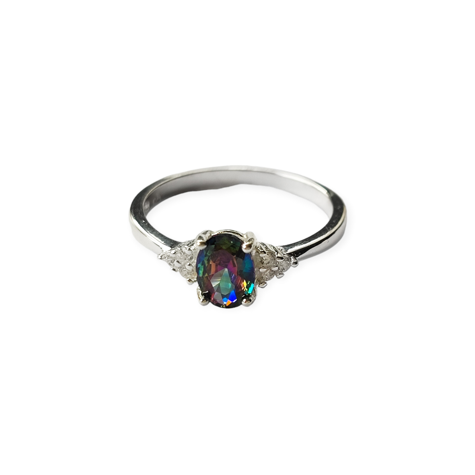ANILLO ANDREA COGGIOLA JOYAS PLATA FINA 925 SOLITARIO TOPACIO MÍSTICO # 14 CIRCÓN - 2