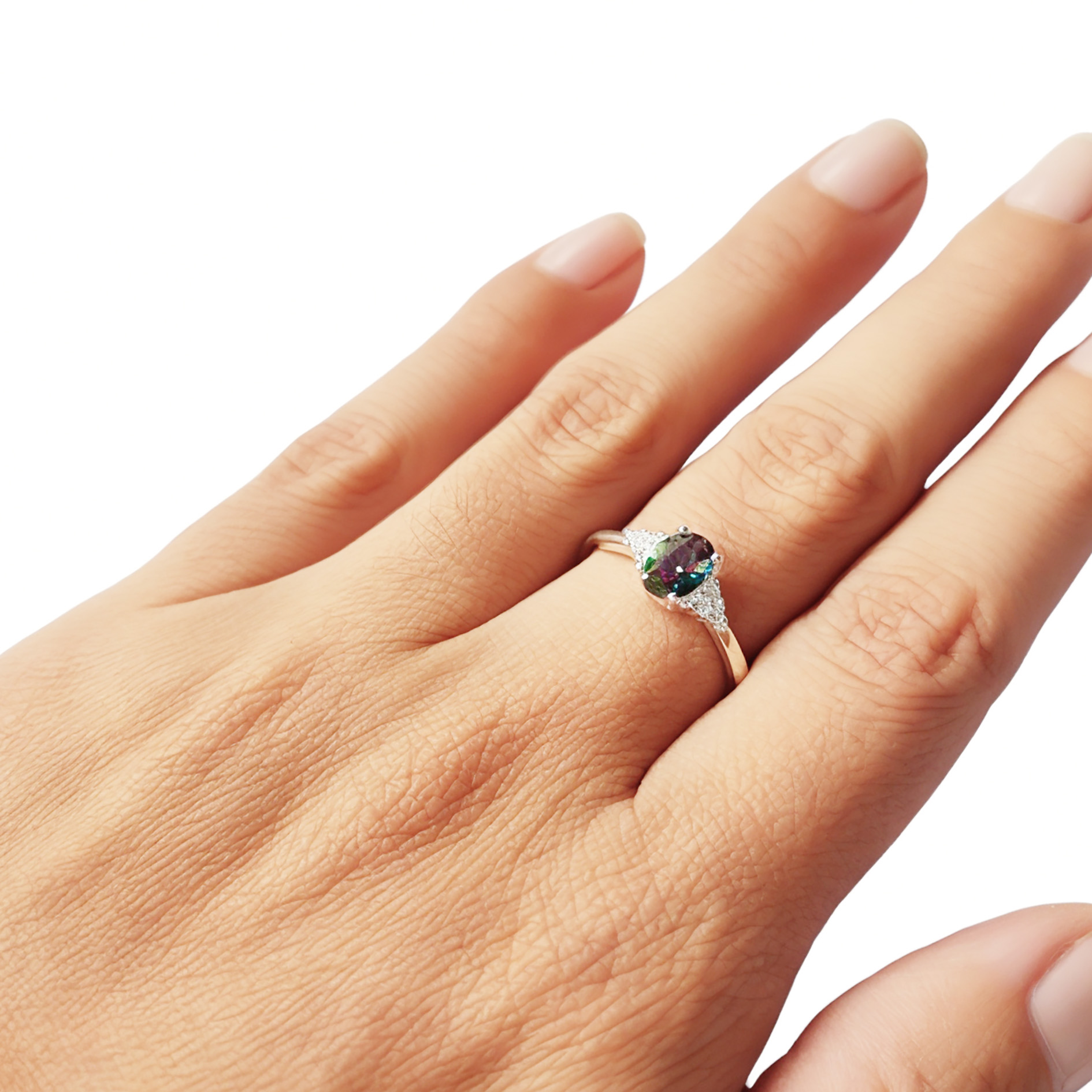 ANILLO ANDREA COGGIOLA JOYAS PLATA FINA 925 SOLITARIO TOPACIO MÍSTICO # 14 CIRCÓN - 4