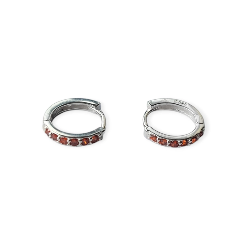 AROS ANDREA COGGIOLA JOYAS ARGOLLA CIRCÓN ROJO 15MM PLATA FINA 925 - 1