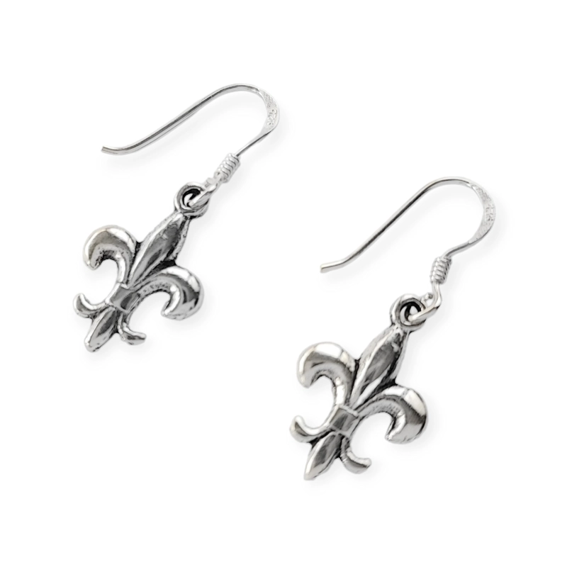 AROS ANDREA COGGIOLA JOYAS FLOR DE LIS COLGANTE GANCHO PLATA FINA 925 - 1