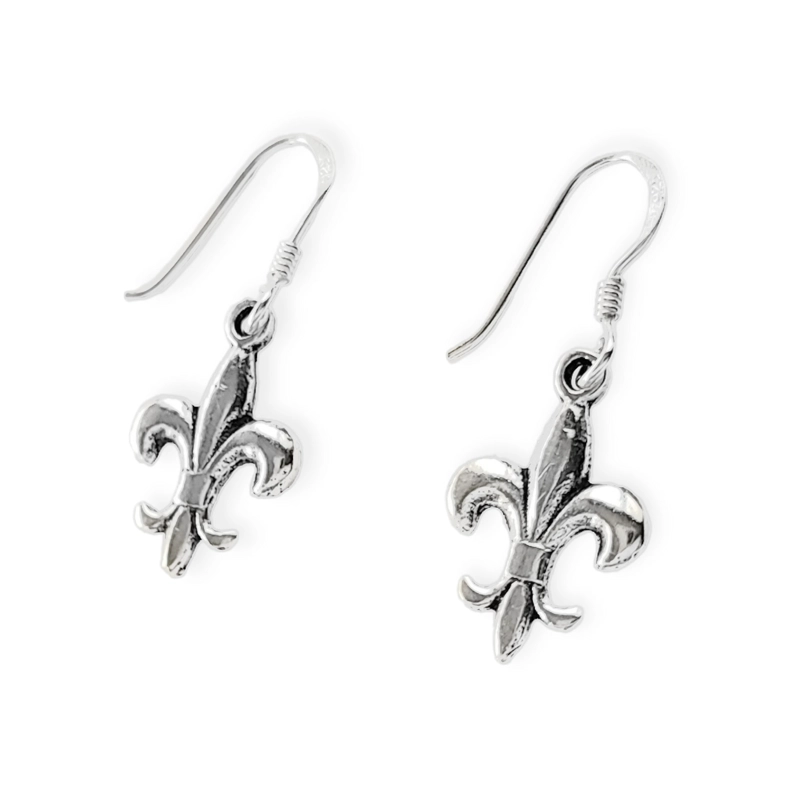 AROS ANDREA COGGIOLA JOYAS FLOR DE LIS COLGANTE GANCHO PLATA FINA 925 - 2