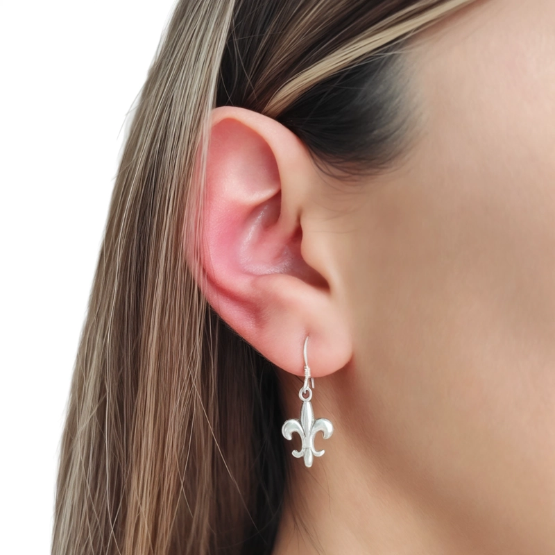 AROS ANDREA COGGIOLA JOYAS FLOR DE LIS COLGANTE GANCHO PLATA FINA 925 - 4