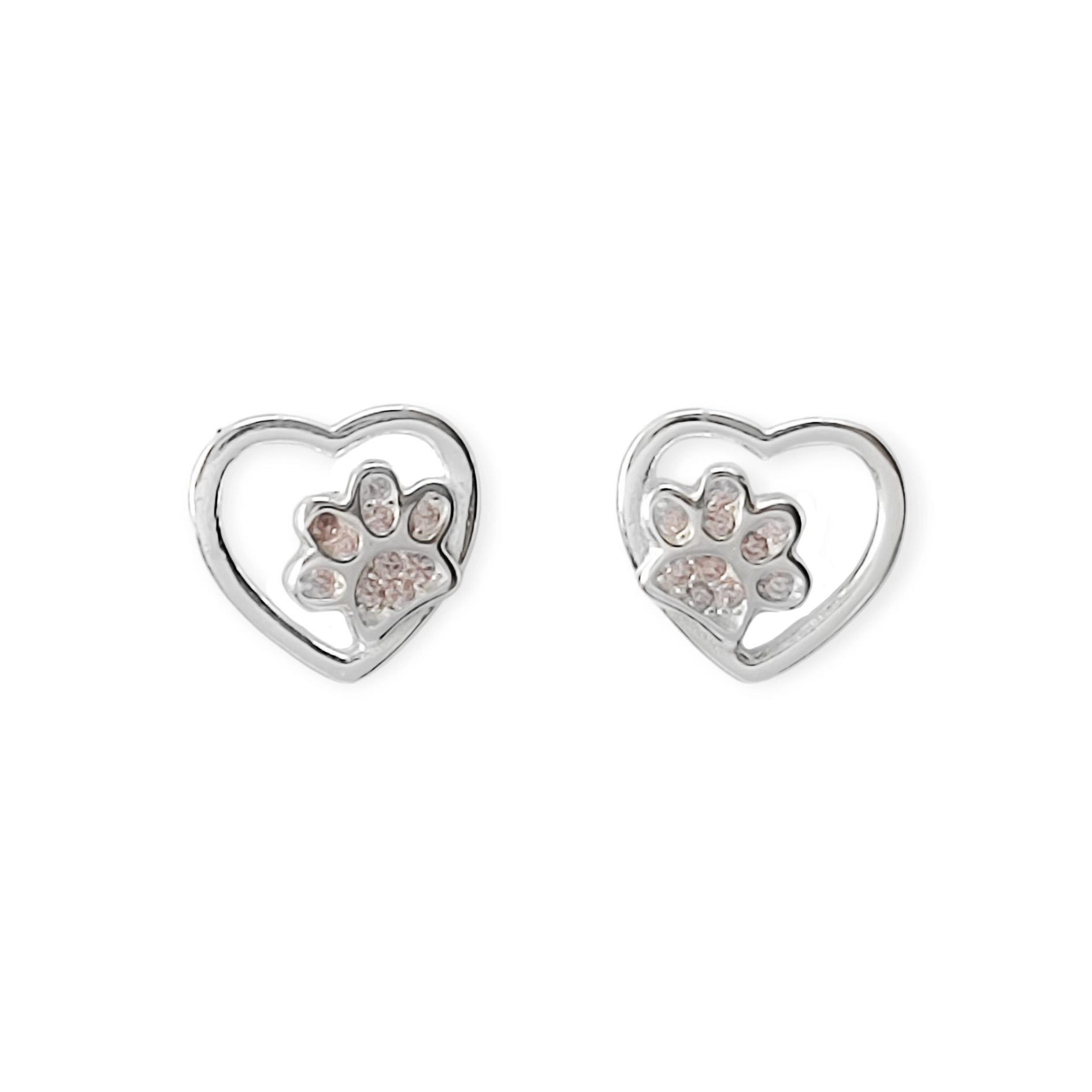 AROS ANDREA COGGIOLA JOYAS CORAZÓN HUELLA CIRCÓN ROSADO PLATA FINA 925 - 3