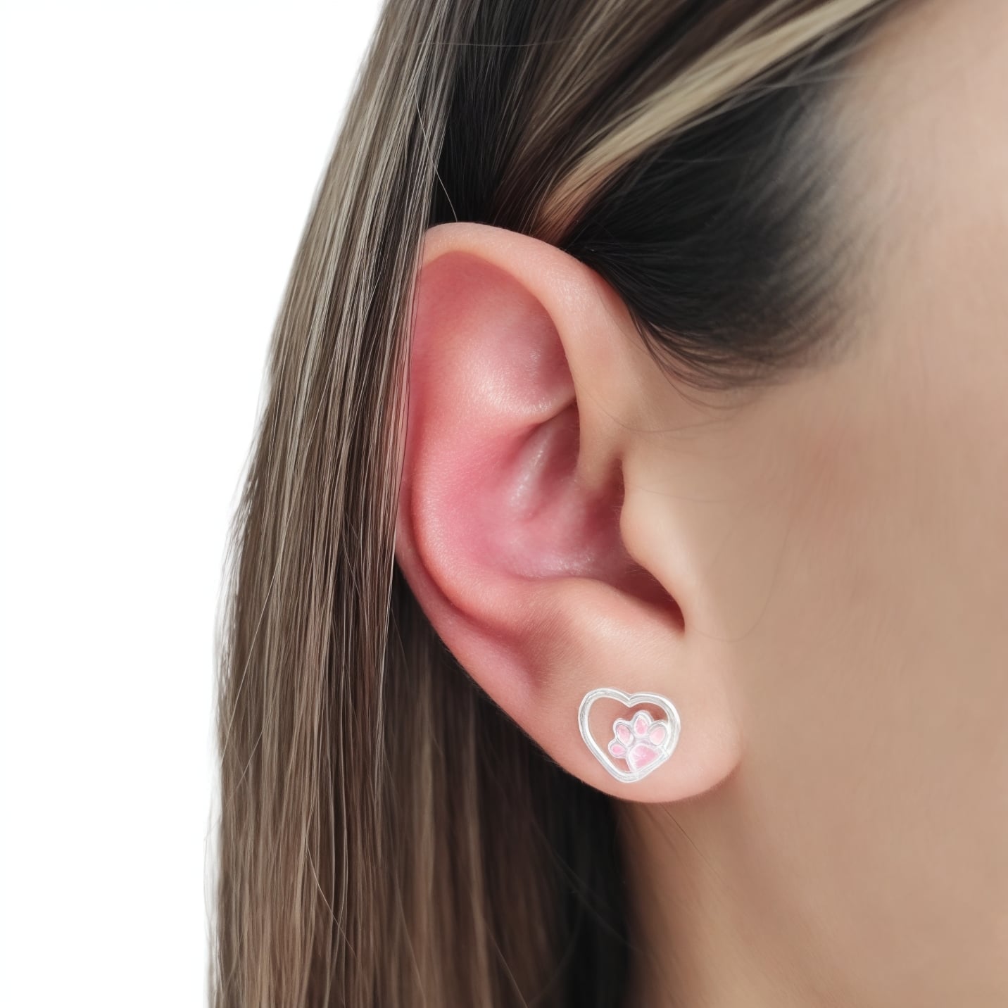 AROS ANDREA COGGIOLA JOYAS CORAZÓN HUELLA CIRCÓN ROSADO PLATA FINA 925 - 4