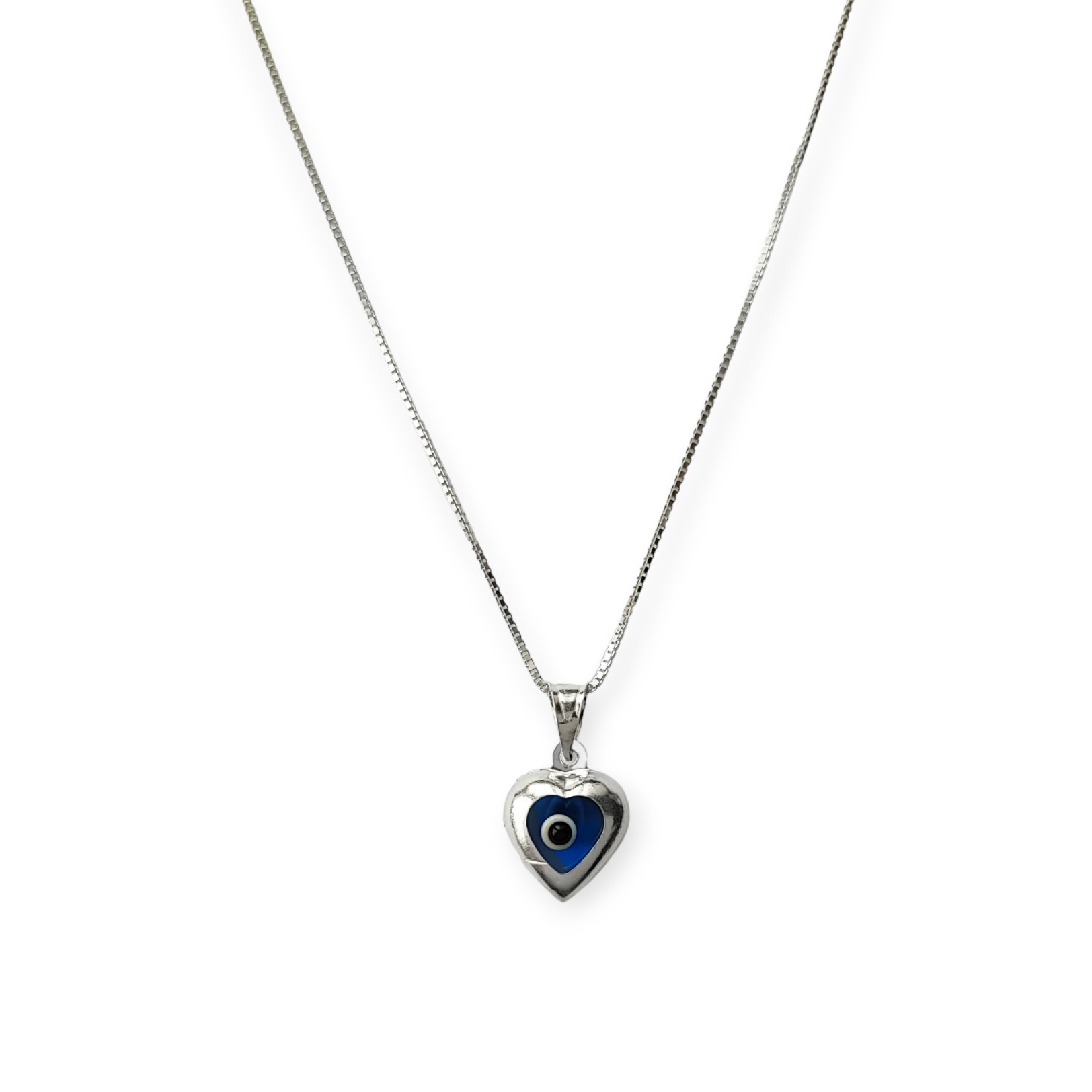 COLLAR ANDREA COGGIOLA JOYAS PLATA FINA 925 CORAZÓN OJO TURCO CRISTAL - 1