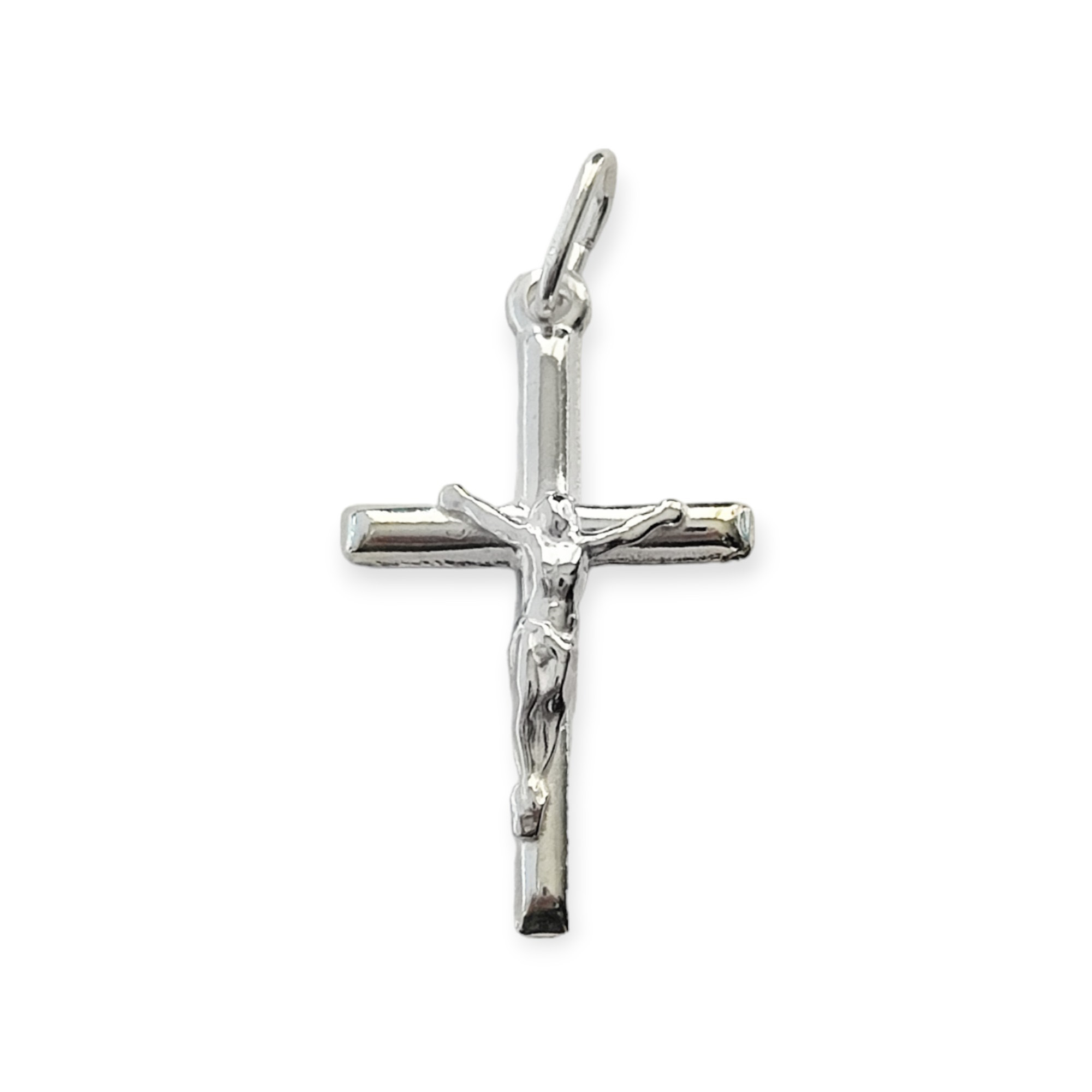 COLGANTE CRUZ TUBO CRISTO PLATA FINA 925 - 1