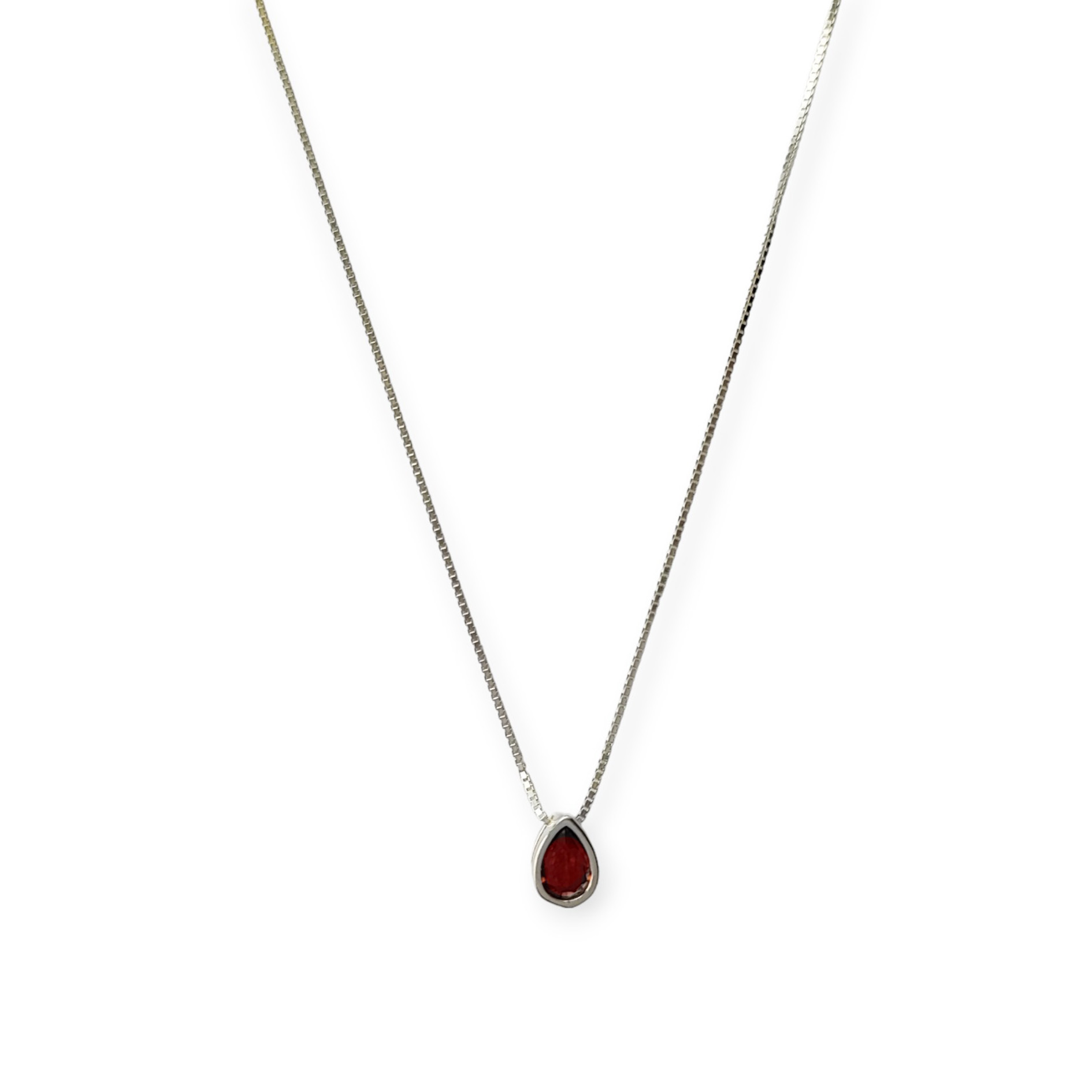 COLLAR ANDREA COGGIOLA JOYAS PLATA FINA 925 PUNTO DE LUZ GOTA CIRCÓN ROJO - 1