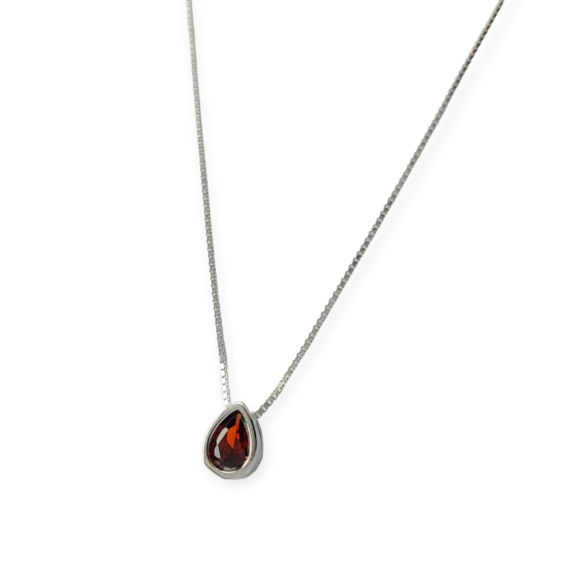 COLLAR ANDREA COGGIOLA JOYAS PLATA FINA 925 PUNTO DE LUZ GOTA CIRCÓN ROJO - 2