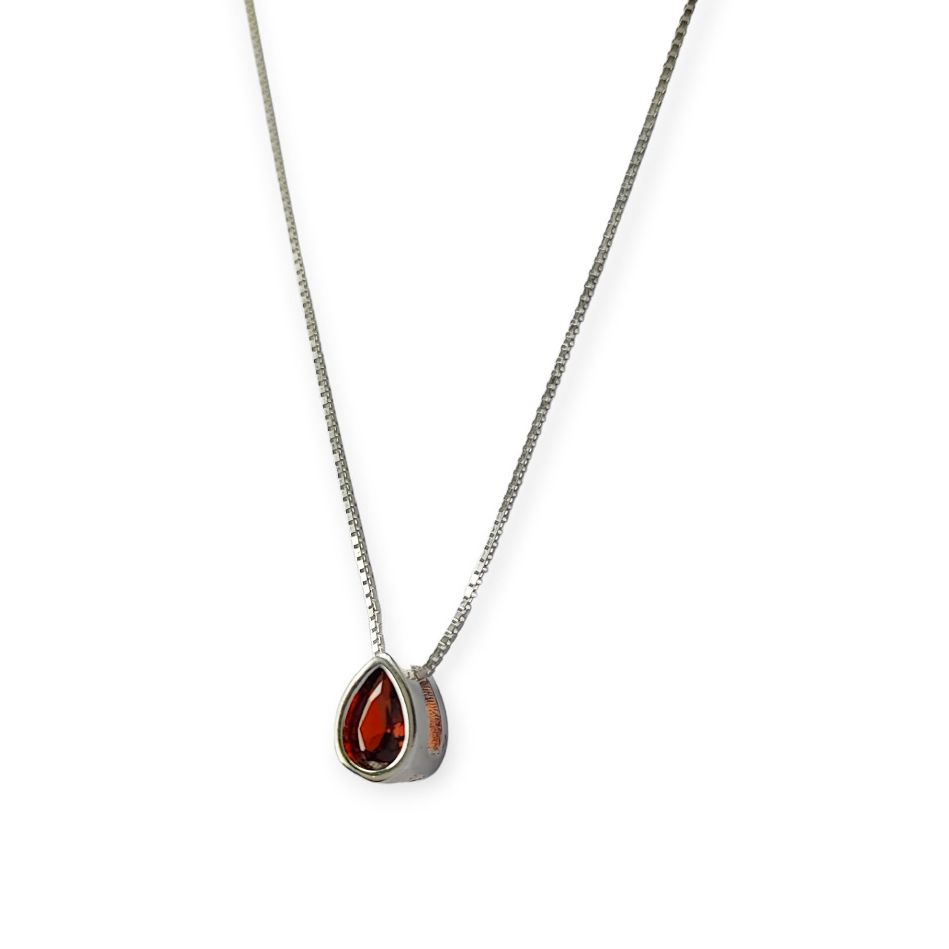 COLLAR ANDREA COGGIOLA JOYAS PLATA FINA 925 PUNTO DE LUZ GOTA CIRCÓN ROJO - 3