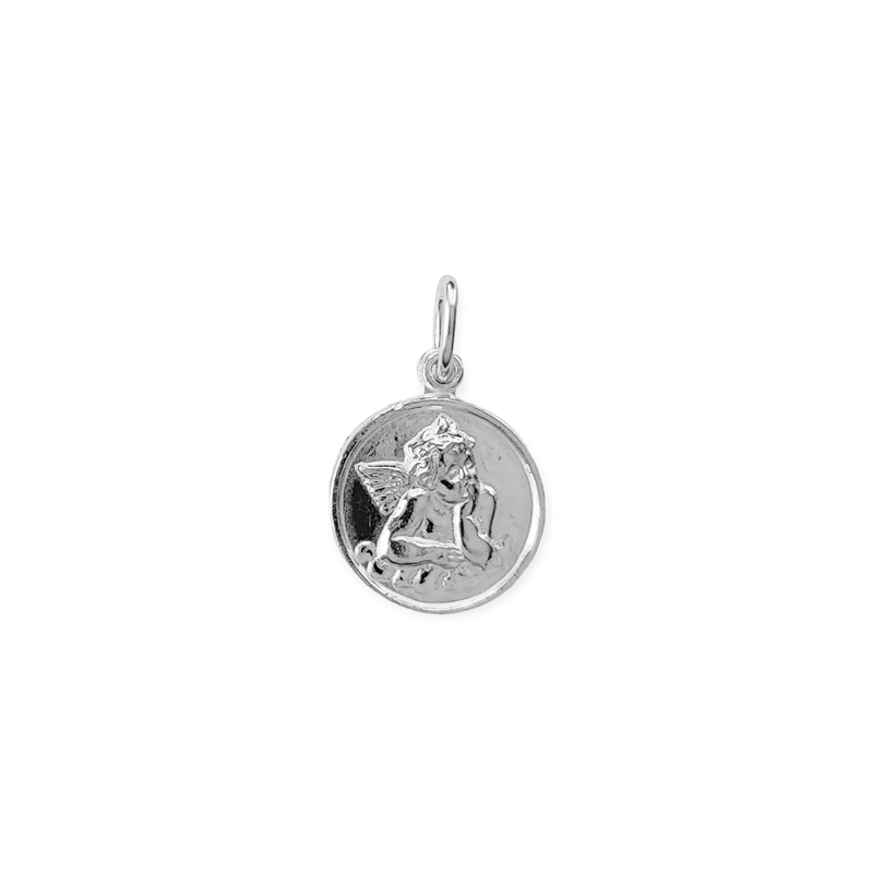 COLGANTE MEDALLA ANGEL PLATA FINA 925 - 1