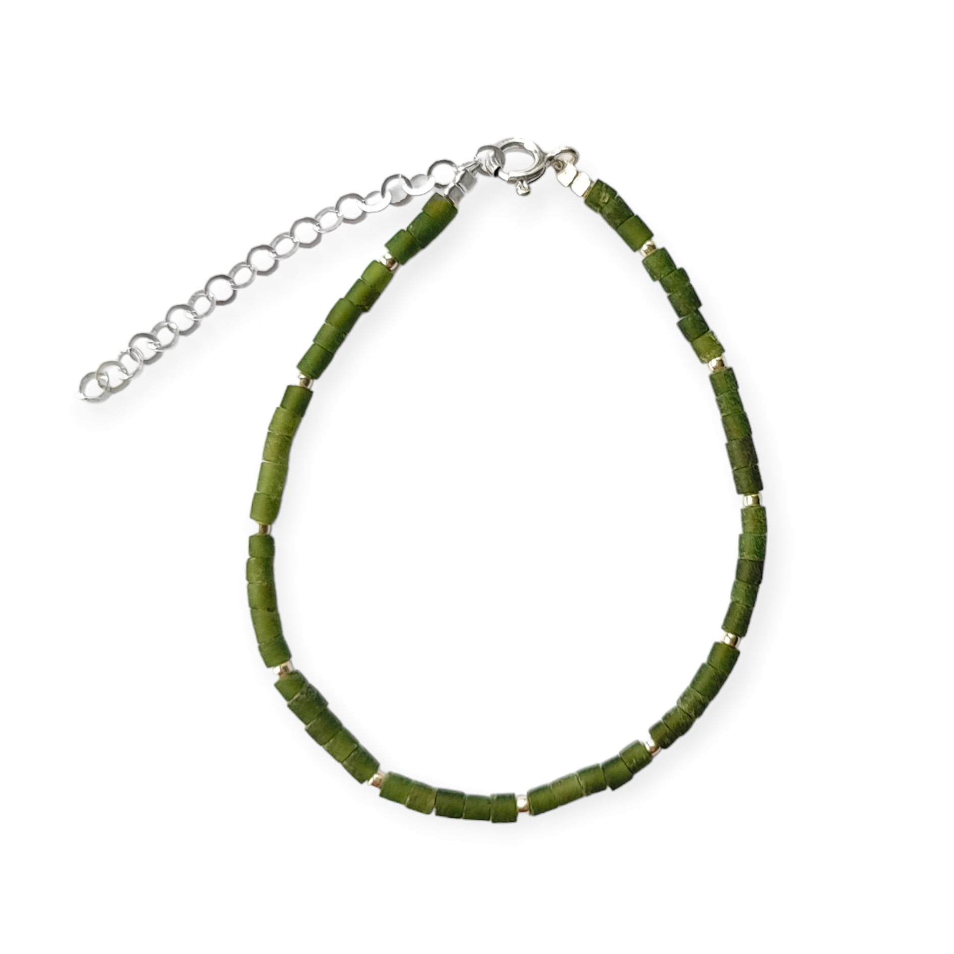 PULSERA ANDREA COGGIOLA JOYAS JADE TUBO PLATA FINA 925 - 1