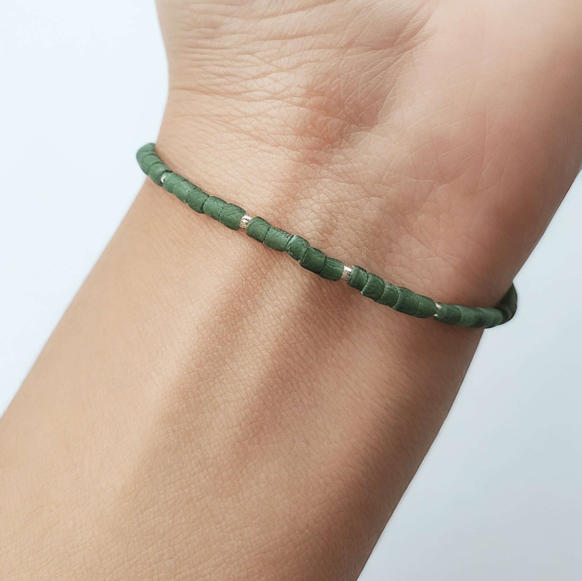 PULSERA ANDREA COGGIOLA JOYAS JADE TUBO PLATA FINA 925 - 2