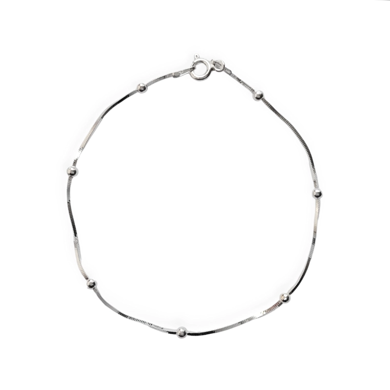 PULSERA ANDREA COGGIOLA JOYAS PLATA FINA 925 COLA DE TOPO CUADRADA 7 BOLITAS - 1