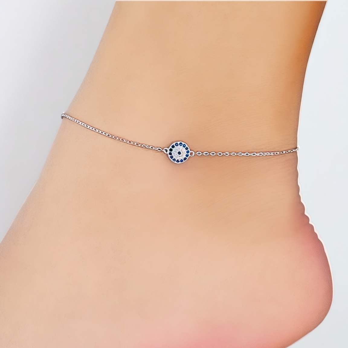 TOBILLERA ANDREA COGGIOLA JOYAS OJO TURCO CIRCÓN PLATA FINA 925 - 3