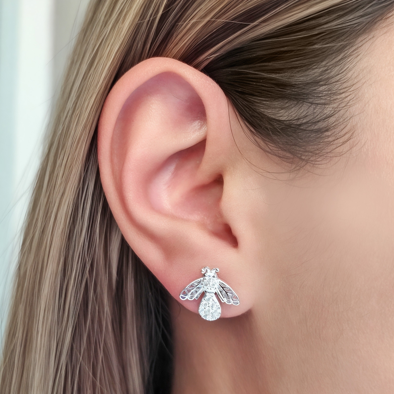 AROS ANDREA COGGIOLA JOYAS ABEJA CIRCÓN PLATA FINA 925 - 4