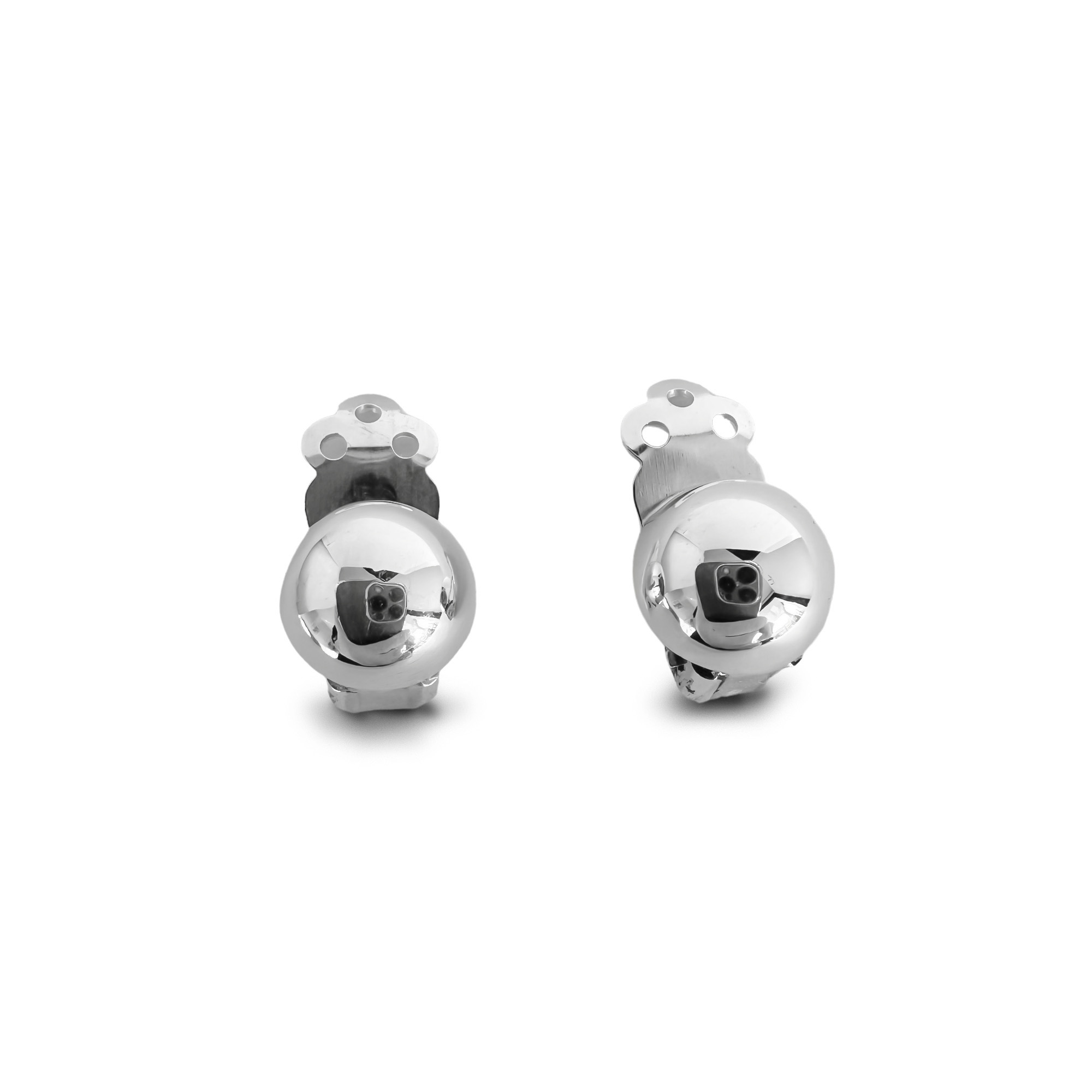 AROS ANDREA COGGIOLA JOYAS MEDIA BOLA 10MM CLIP PLATA FINA 925 - 2