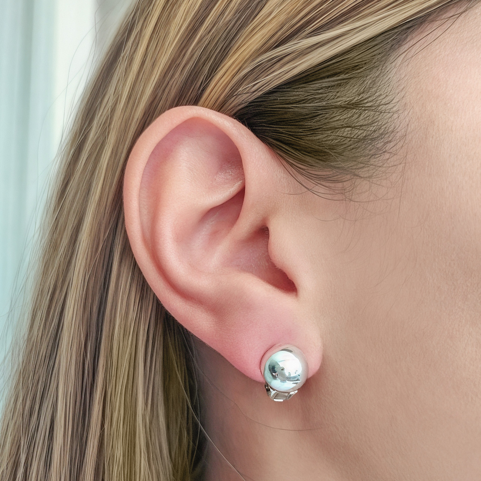 AROS ANDREA COGGIOLA JOYAS MEDIA BOLA 10MM CLIP PLATA FINA 925 - 3