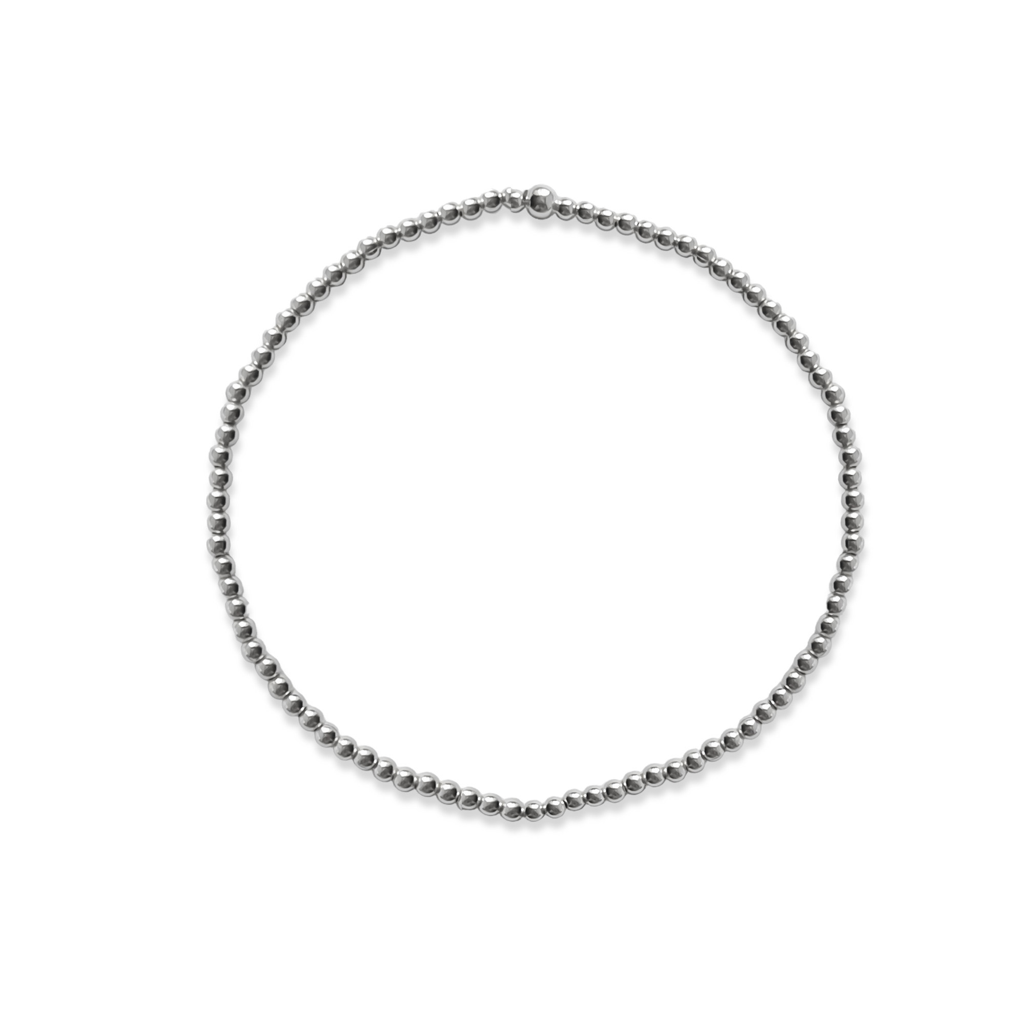 PULSERA ANDREA COGGIOLA JOYAS BOLITAS 2MM PLATA FINA 925 ELÁSTICADA - 1