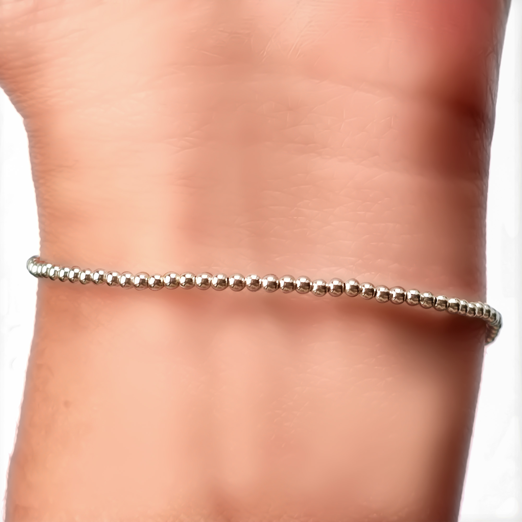 PULSERA ANDREA COGGIOLA JOYAS BOLITAS 2MM PLATA FINA 925 ELÁSTICADA - 3