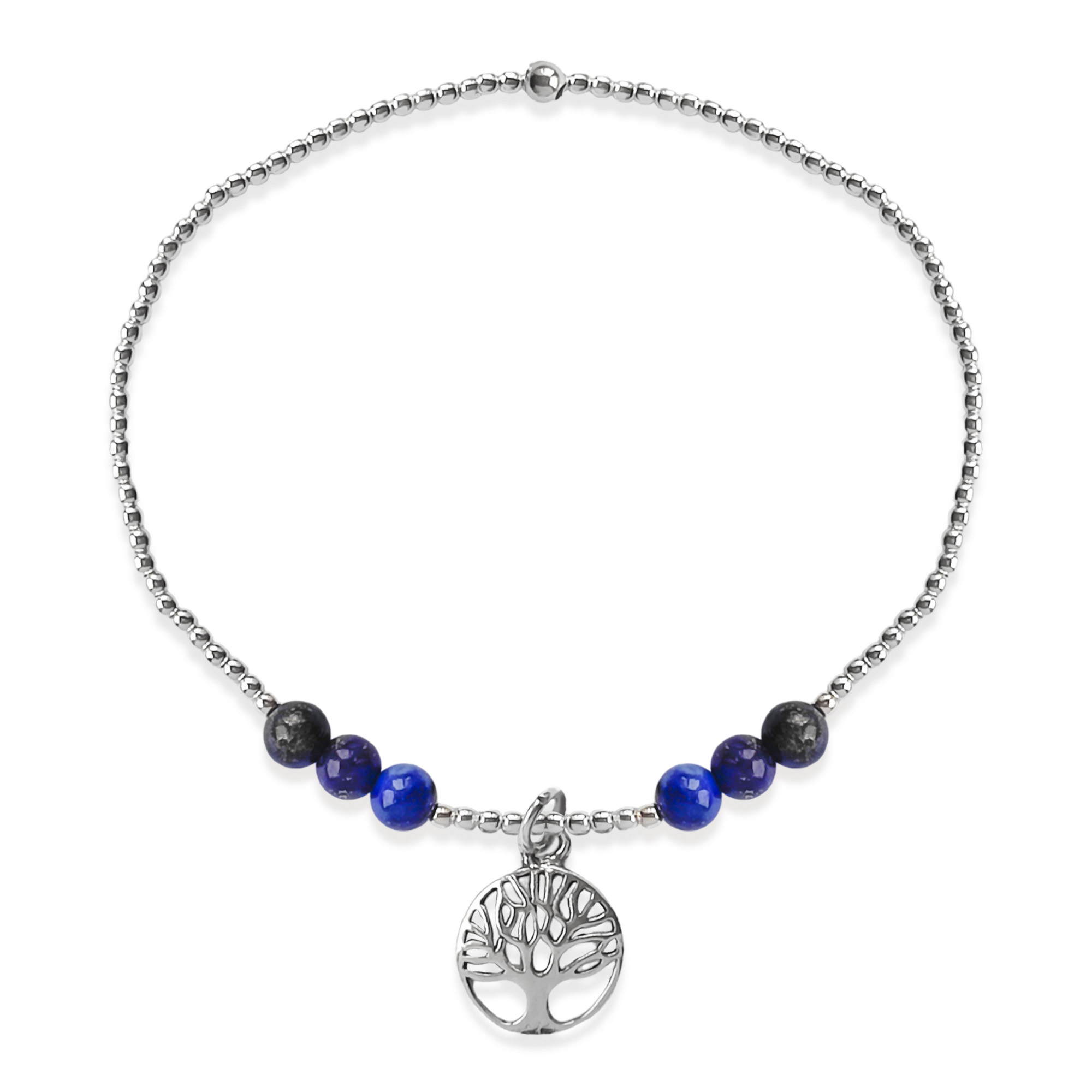 PULSERA ANDREA COGGIOLA JOYAS BOLITAS 2MM PLATA FINA 925 ELÁSTICADA - 1
