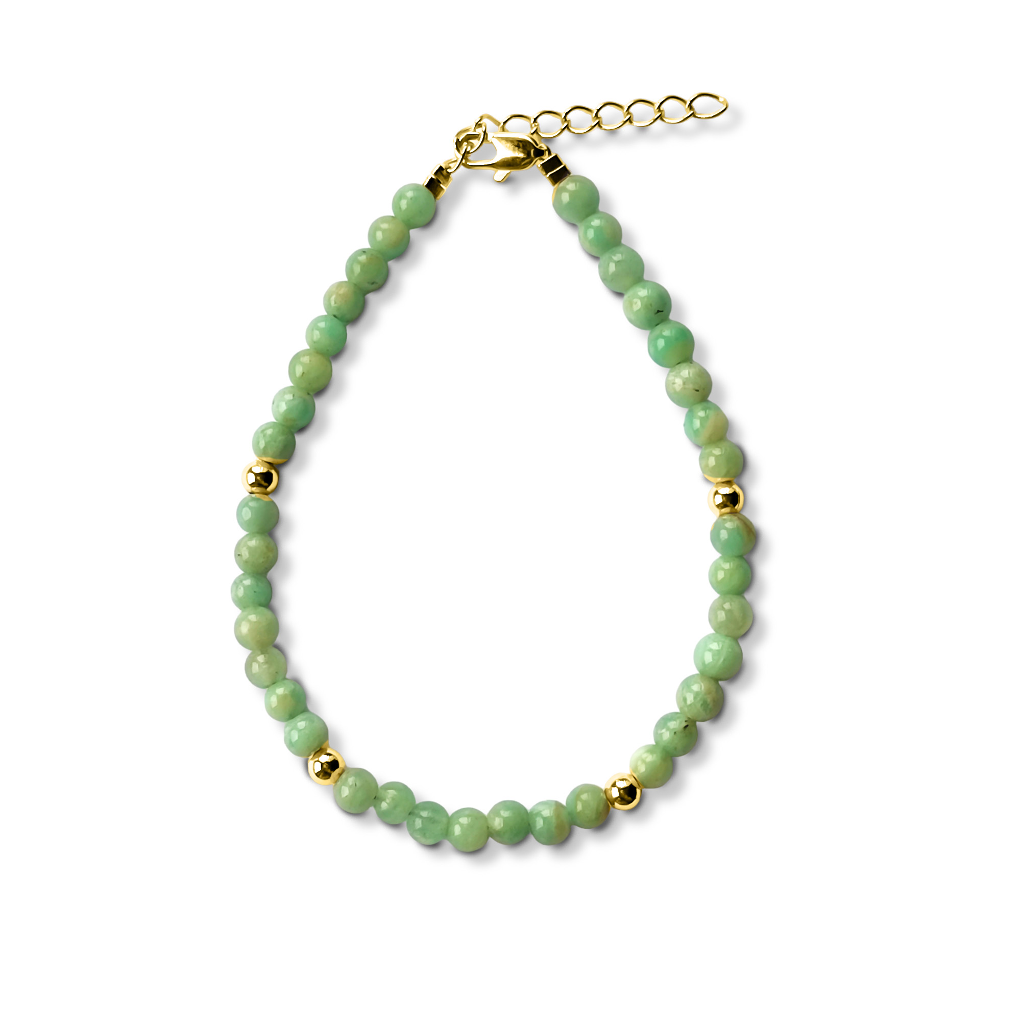 PULSERA ANDREA COGGIOLA JOYAS AMAZONITA BOLITAS ENCHAPADAS ORO 18K - 1
