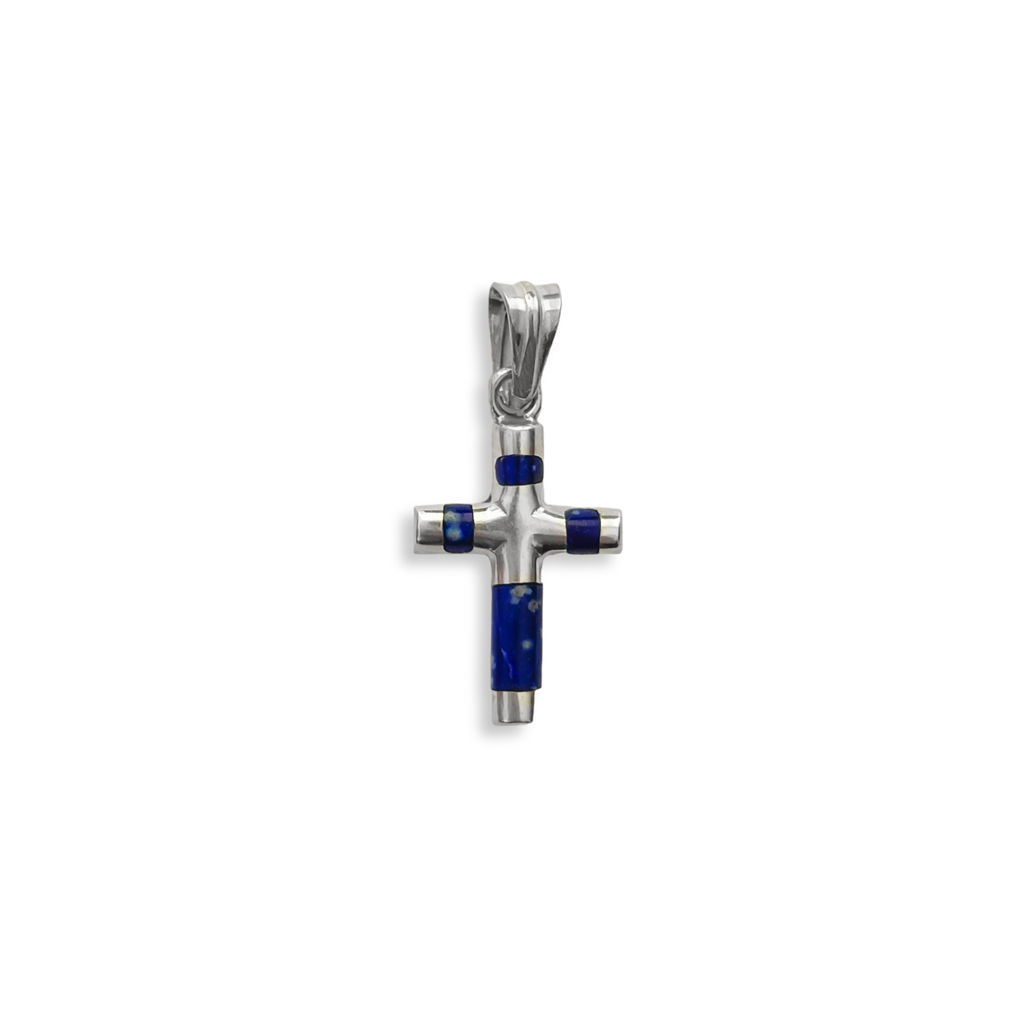 COLGANTE CRUZ TUBO CEBRA LAPISLAZULI PLATA FINA 925 - 1