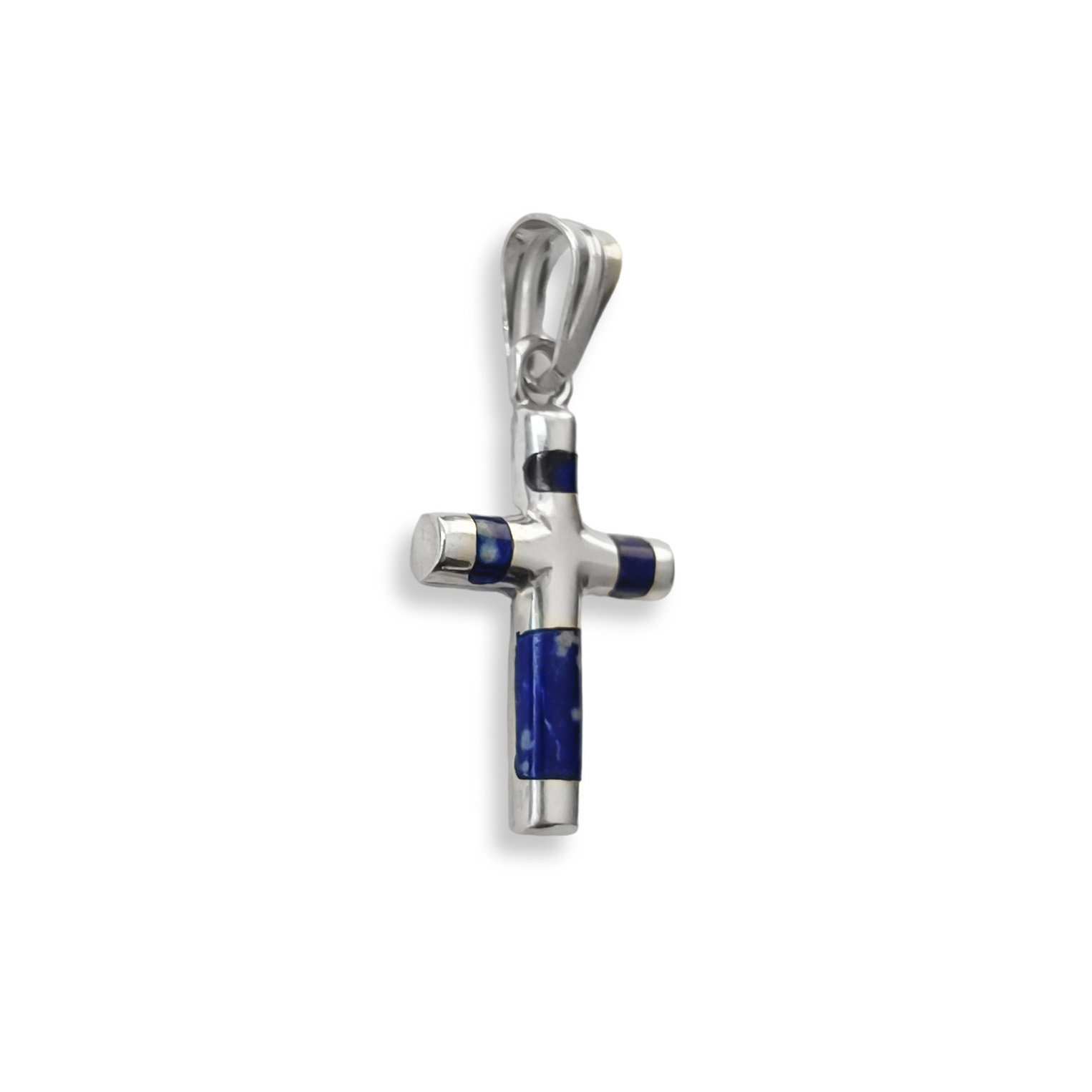 COLGANTE CRUZ TUBO CEBRA LAPISLAZULI PLATA FINA 925 - 2